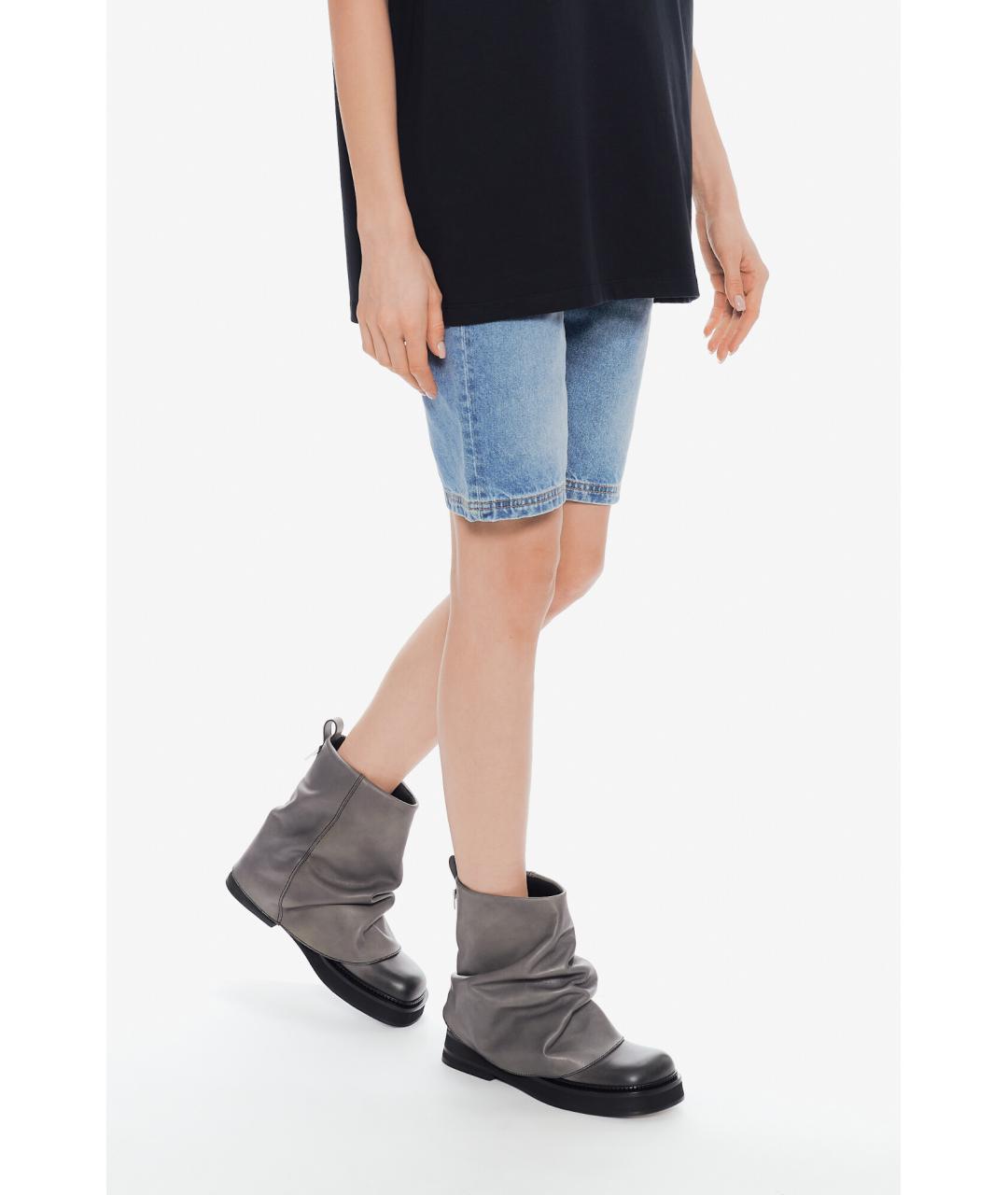 THE ATTICO Серые кожаные ботинки, фото 6