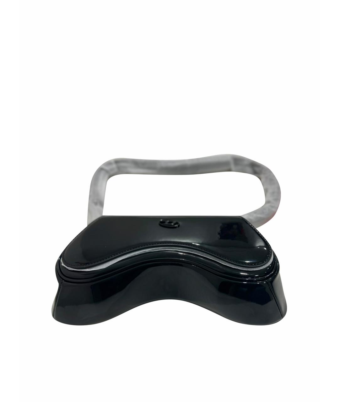 DIESEL Черная сумка через плечо из лакированной кожи, фото 1