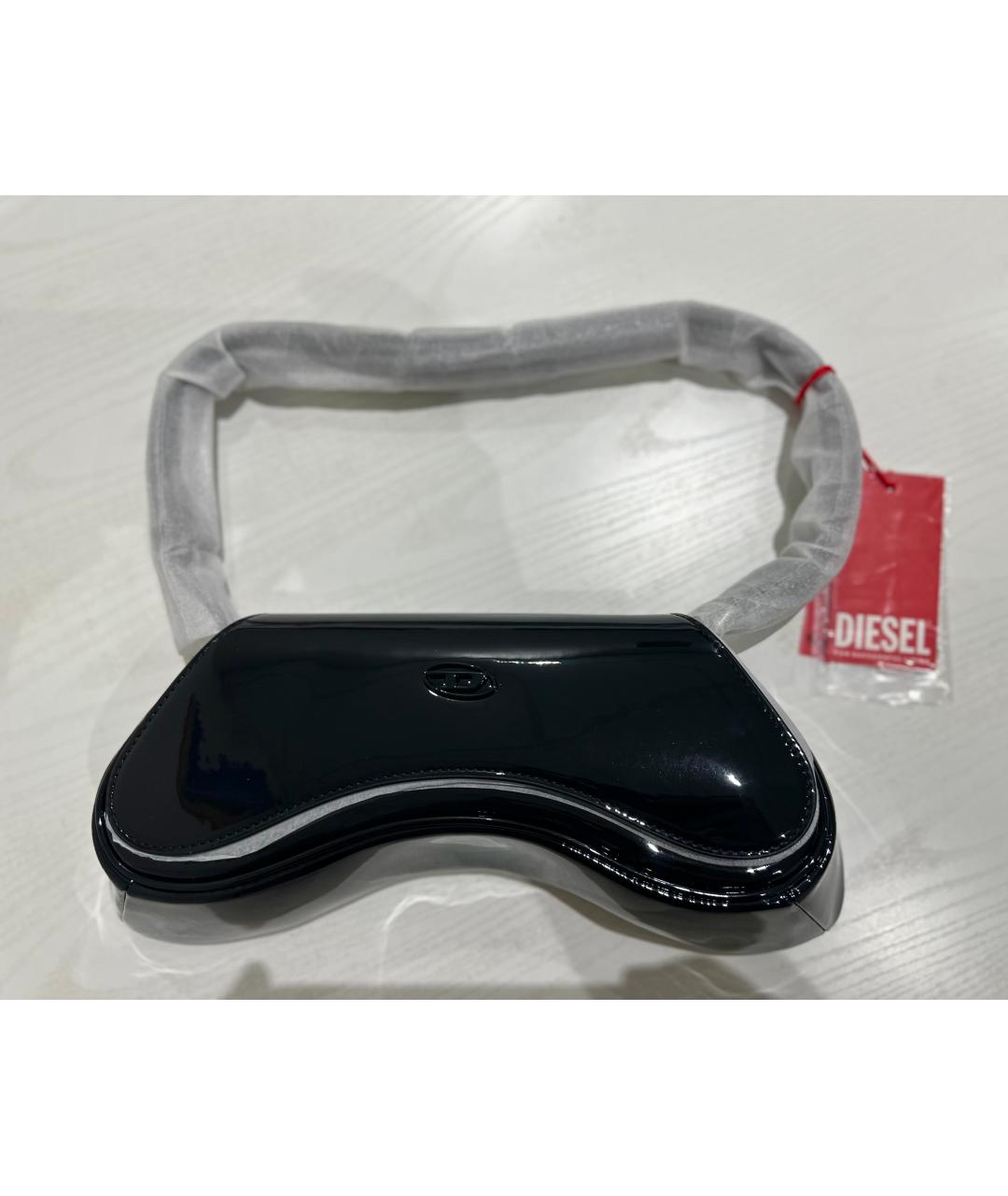 DIESEL Черная сумка через плечо из лакированной кожи, фото 2