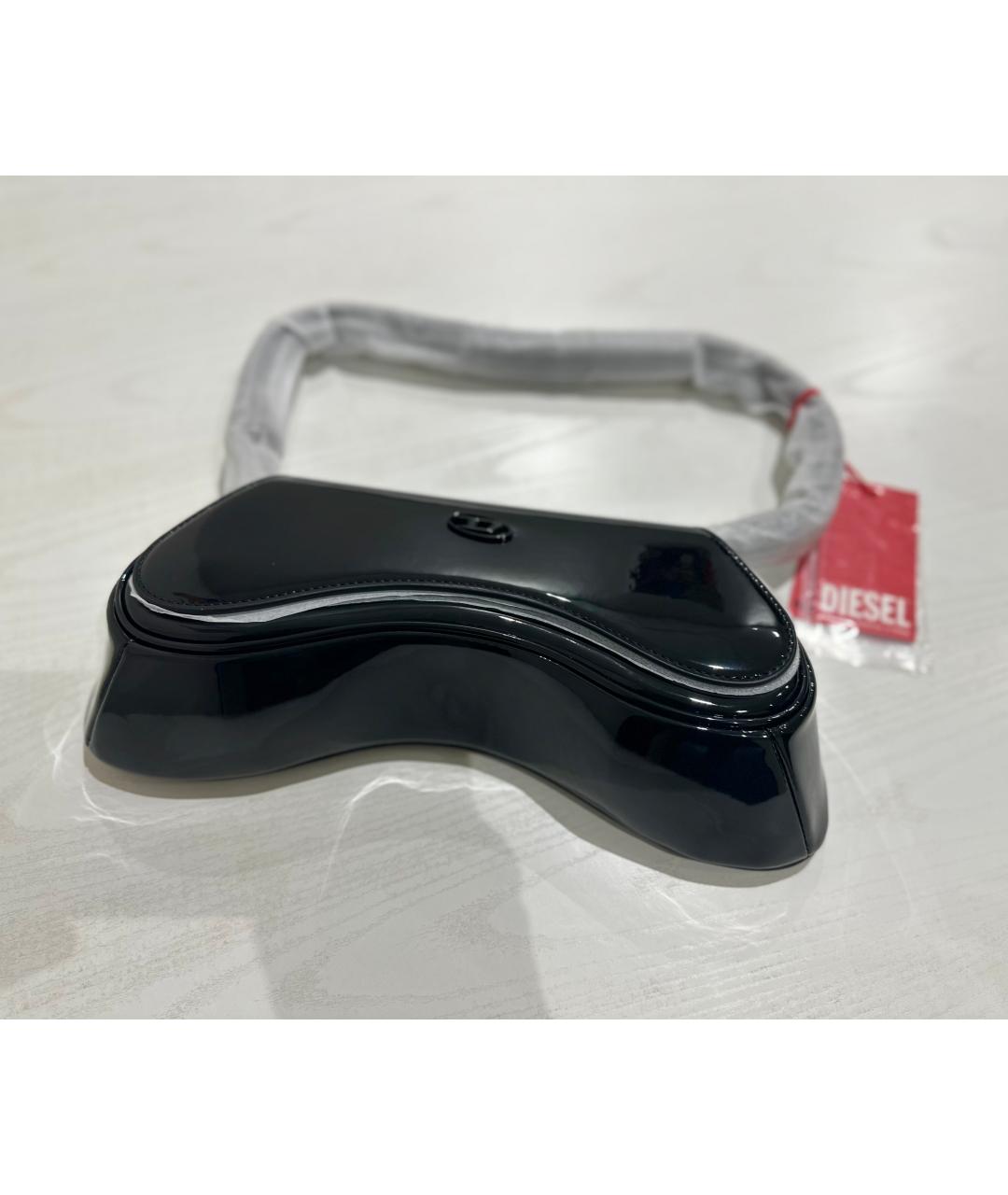 DIESEL Черная сумка через плечо из лакированной кожи, фото 6