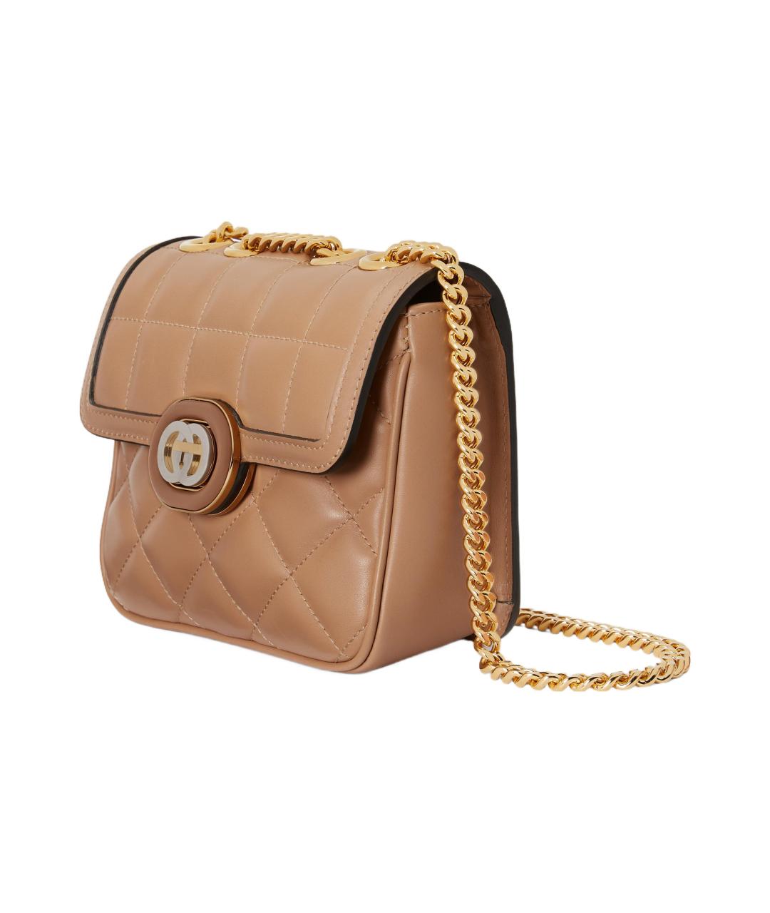 GUCCI Бежевая кожаная сумка через плечо, фото 2