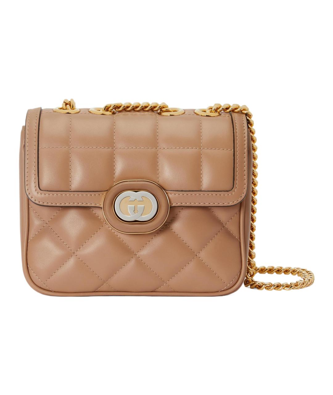 GUCCI Бежевая кожаная сумка через плечо, фото 1
