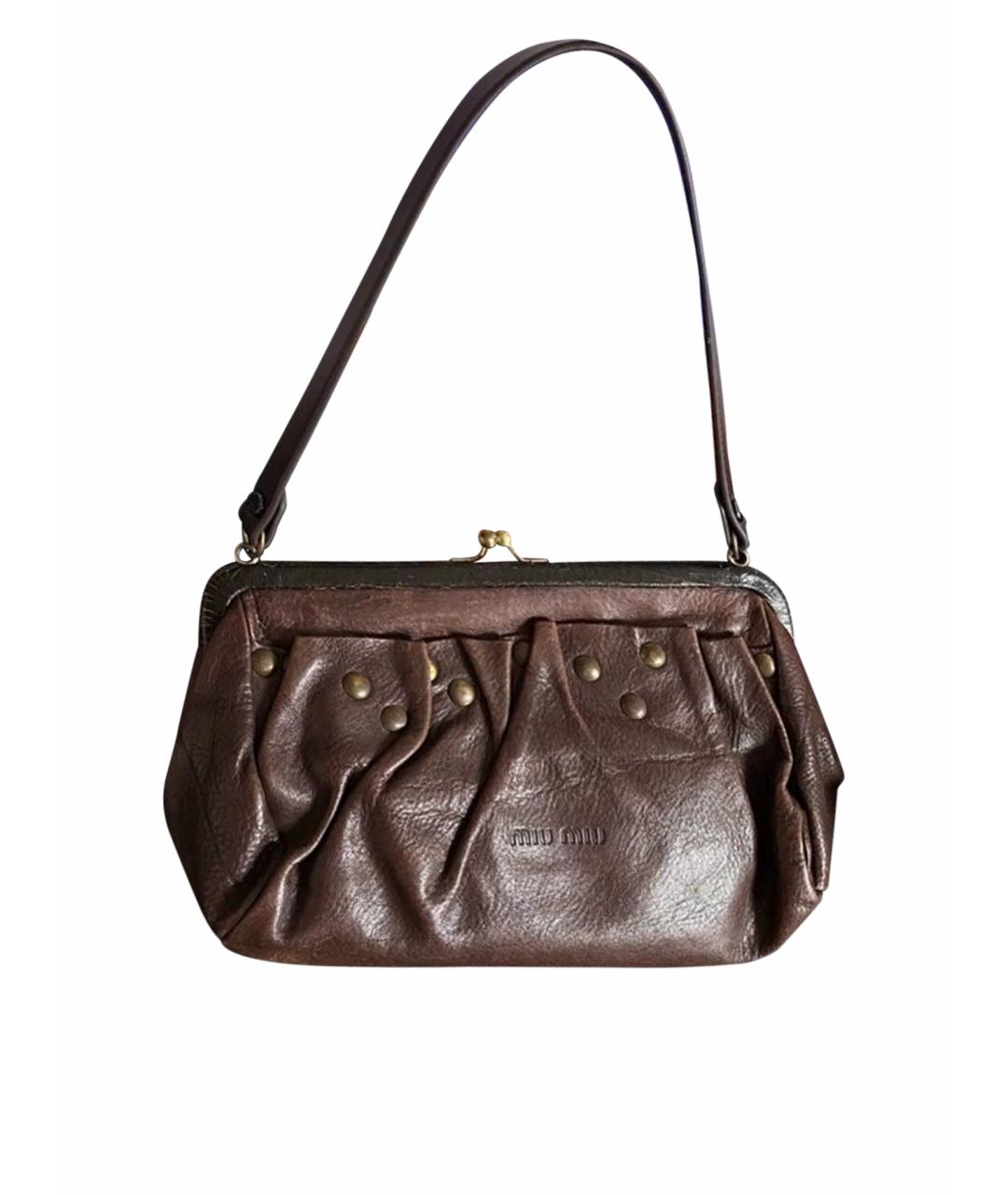 MIU MIU Коричневая кожаная сумка через плечо, фото 1