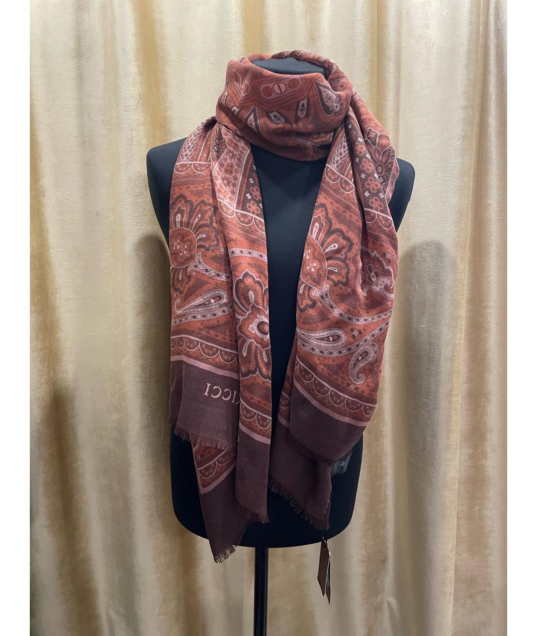 STEFANO RICCI Бордовый кашемировый шарф, фото 5