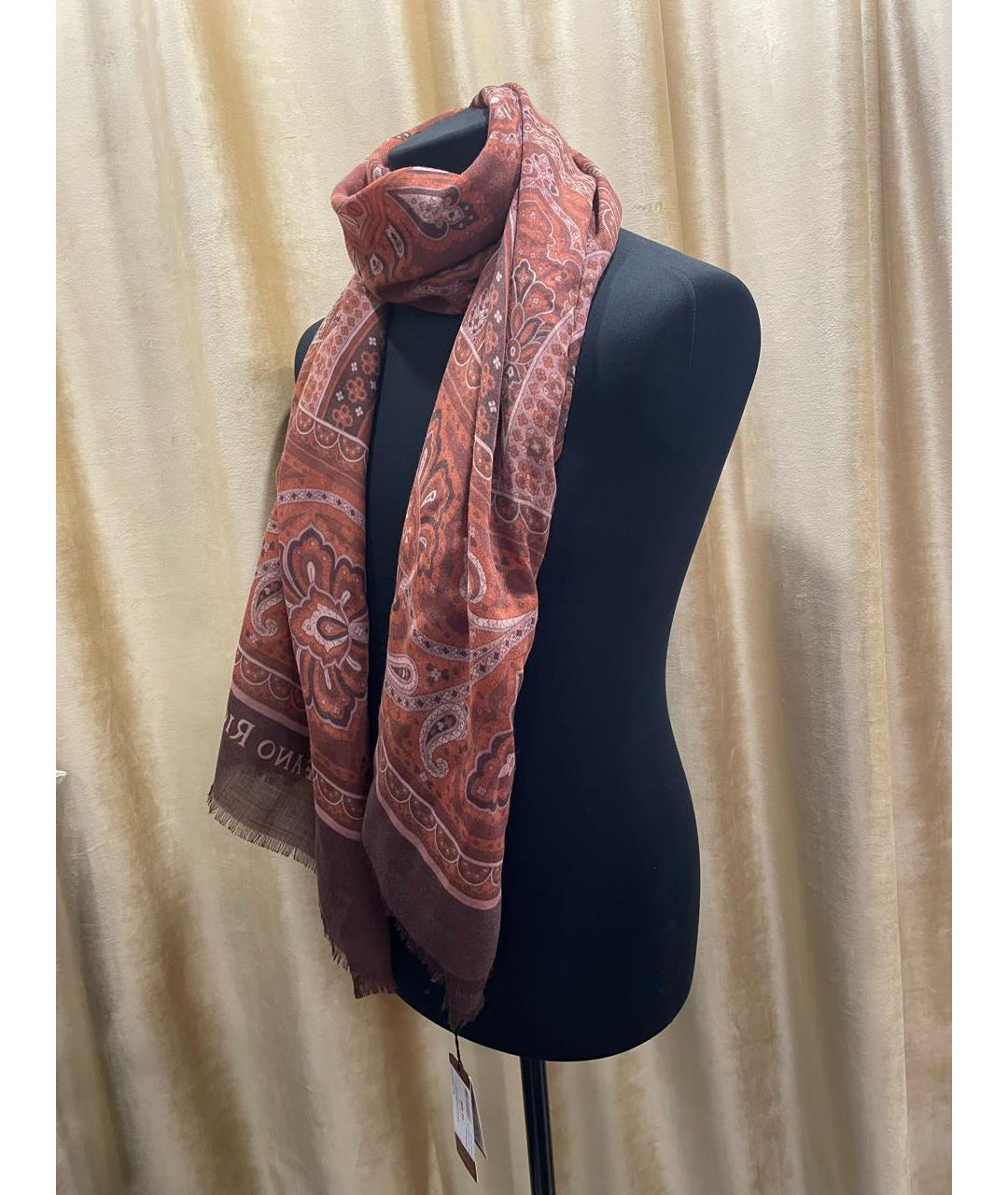 STEFANO RICCI Бордовый кашемировый шарф, фото 6