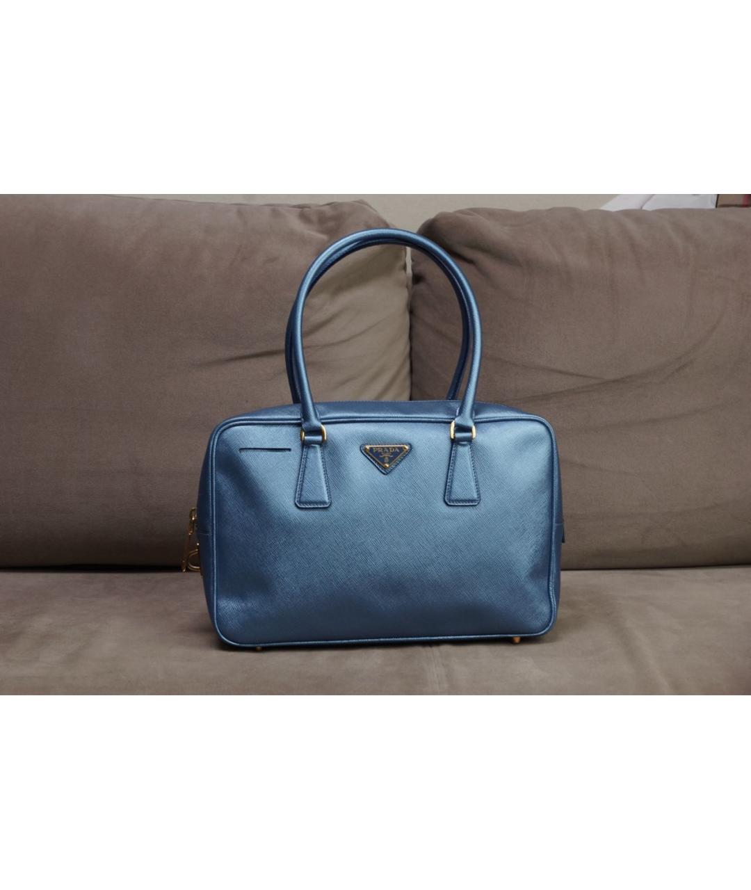 PRADA Голубая кожаная сумка через плечо, фото 8