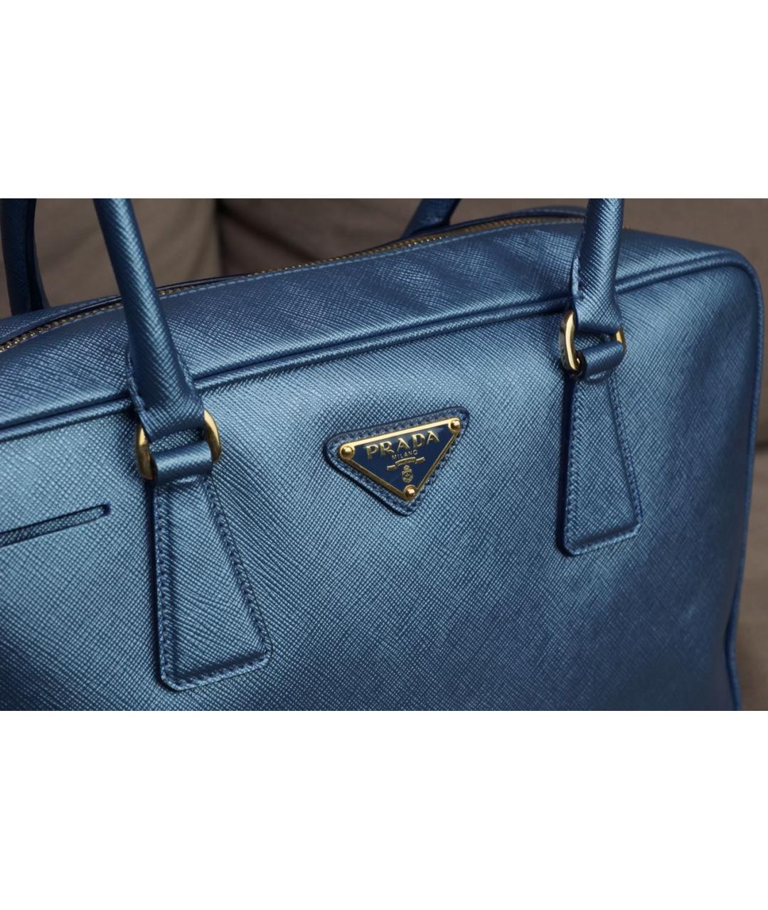 PRADA Голубая кожаная сумка через плечо, фото 3