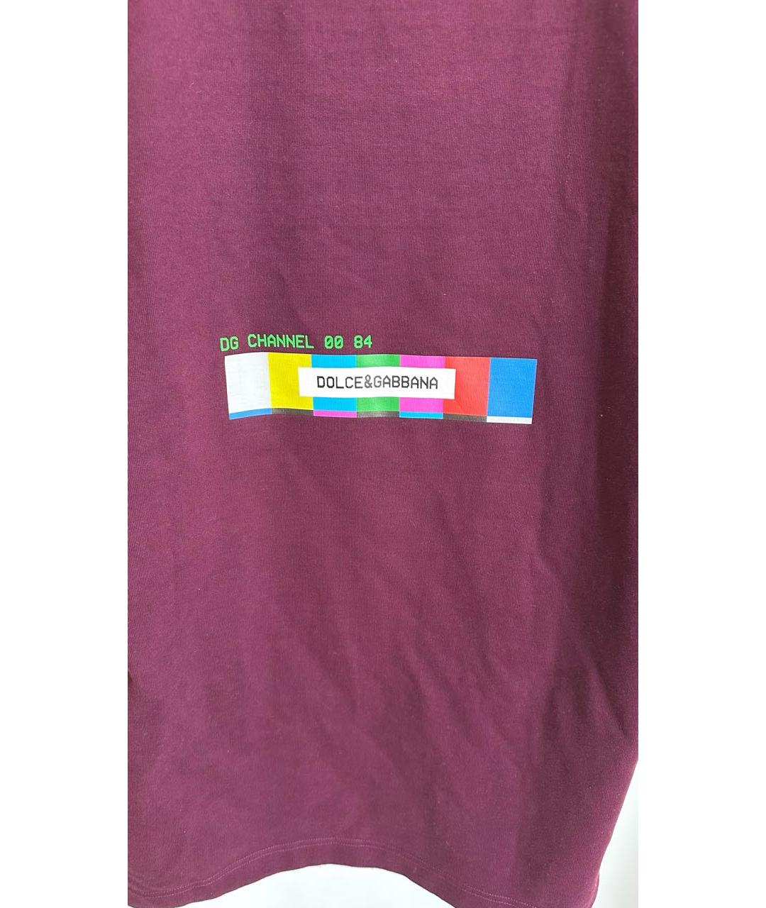 DOLCE&GABBANA Бордовая хлопковая футболка, фото 7