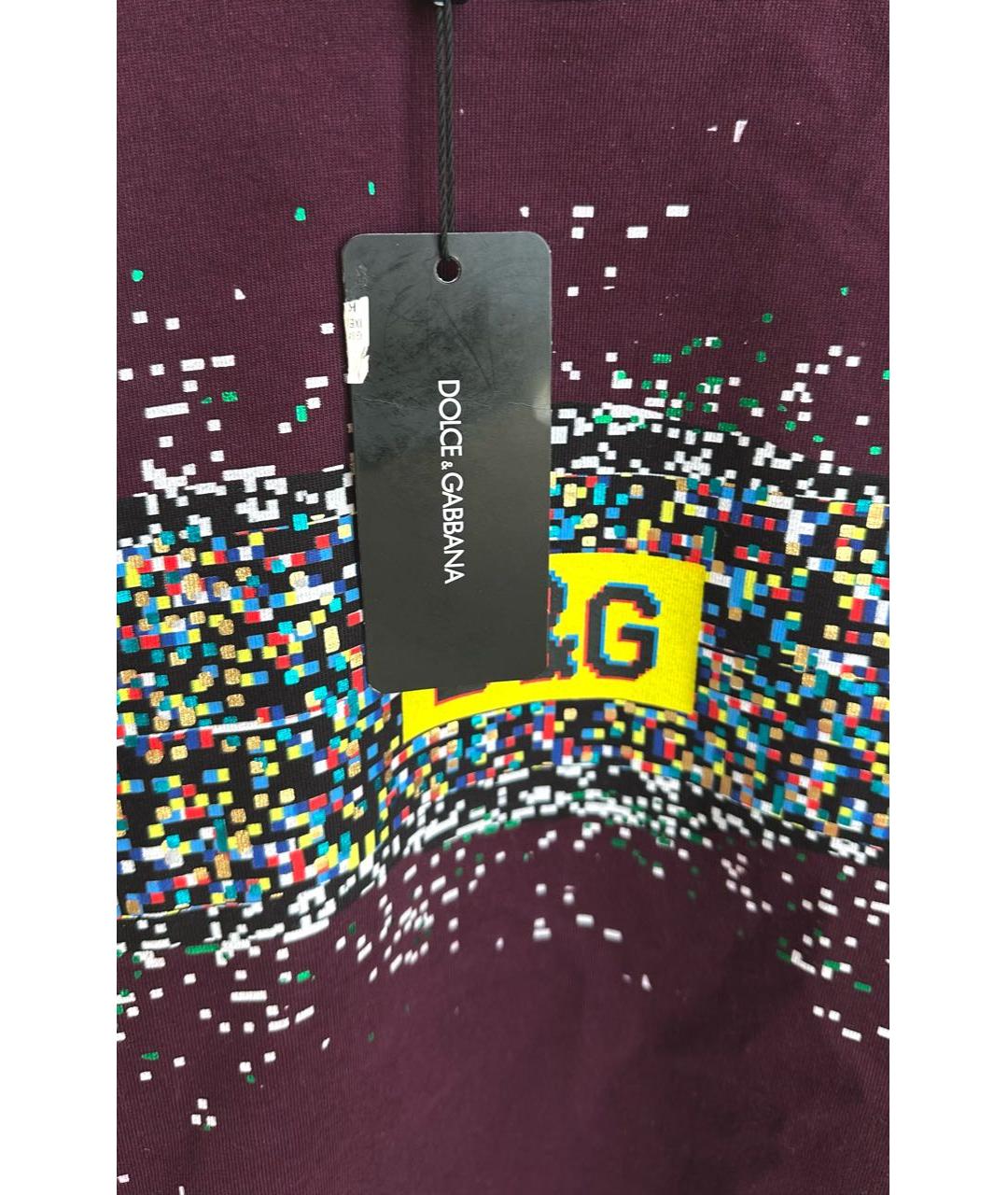 DOLCE&GABBANA Бордовая хлопковая футболка, фото 5