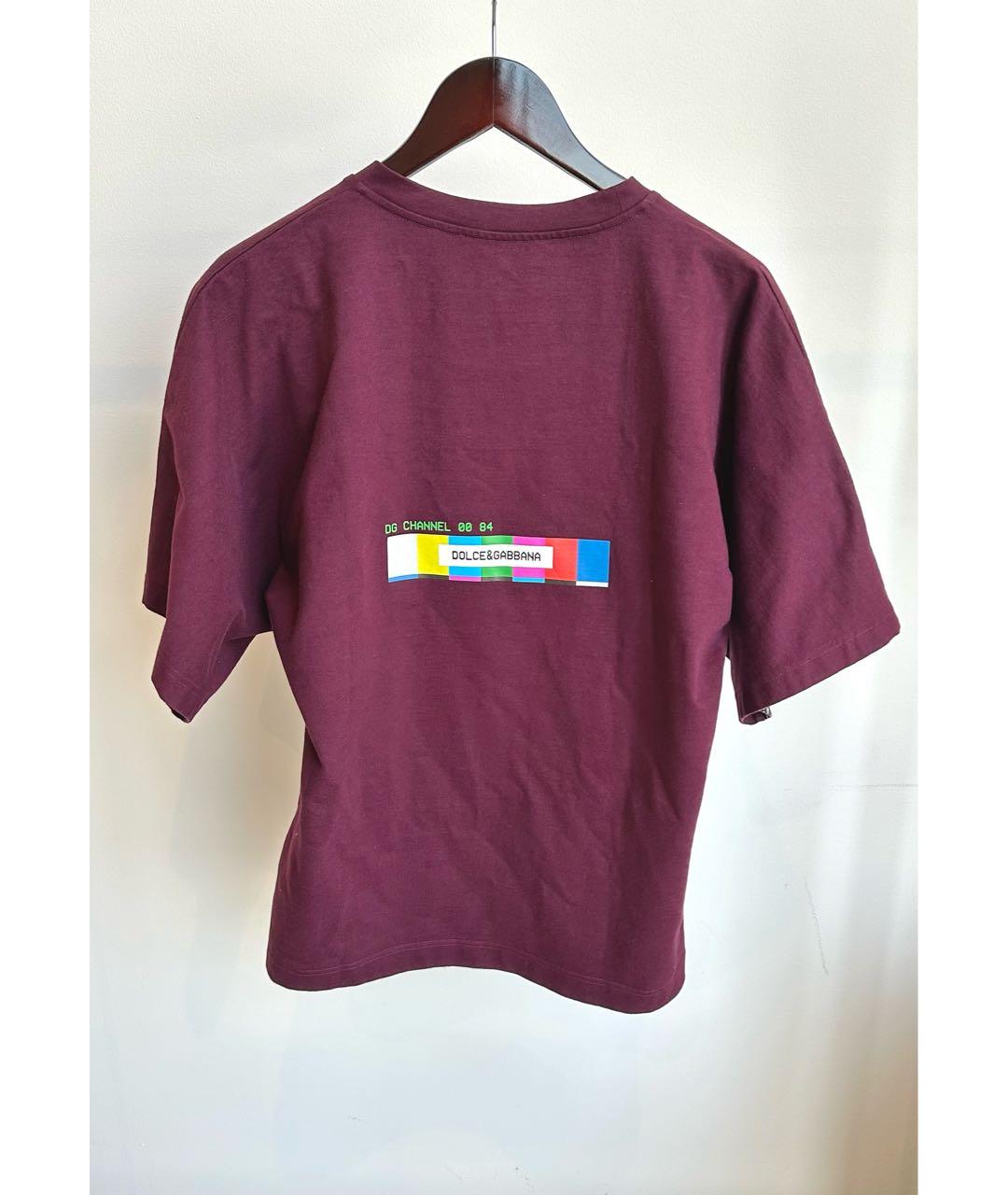DOLCE&GABBANA Бордовая хлопковая футболка, фото 3