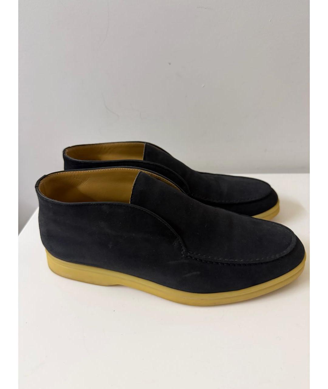 LORO PIANA Темно-синие замшевые лоферы, фото 4