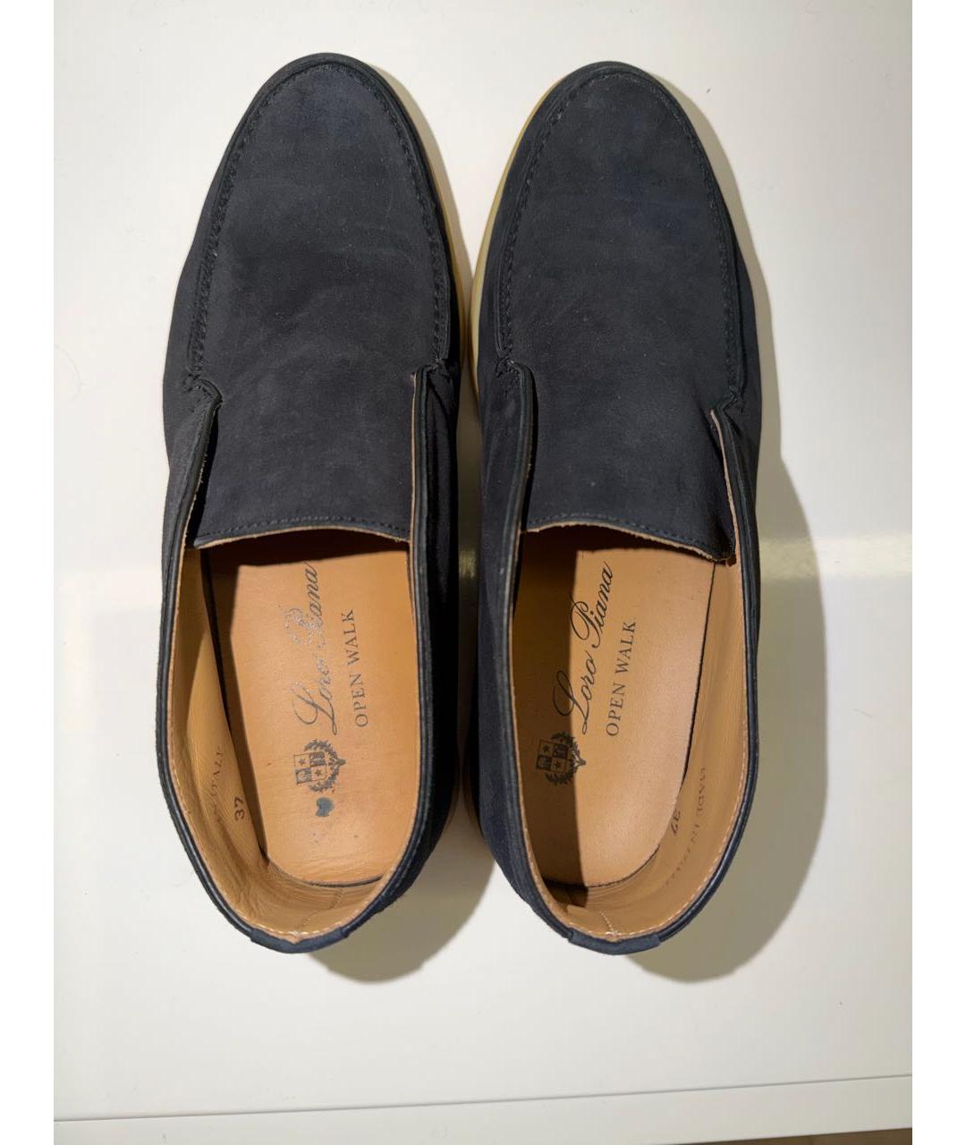 LORO PIANA Темно-синие замшевые лоферы, фото 2