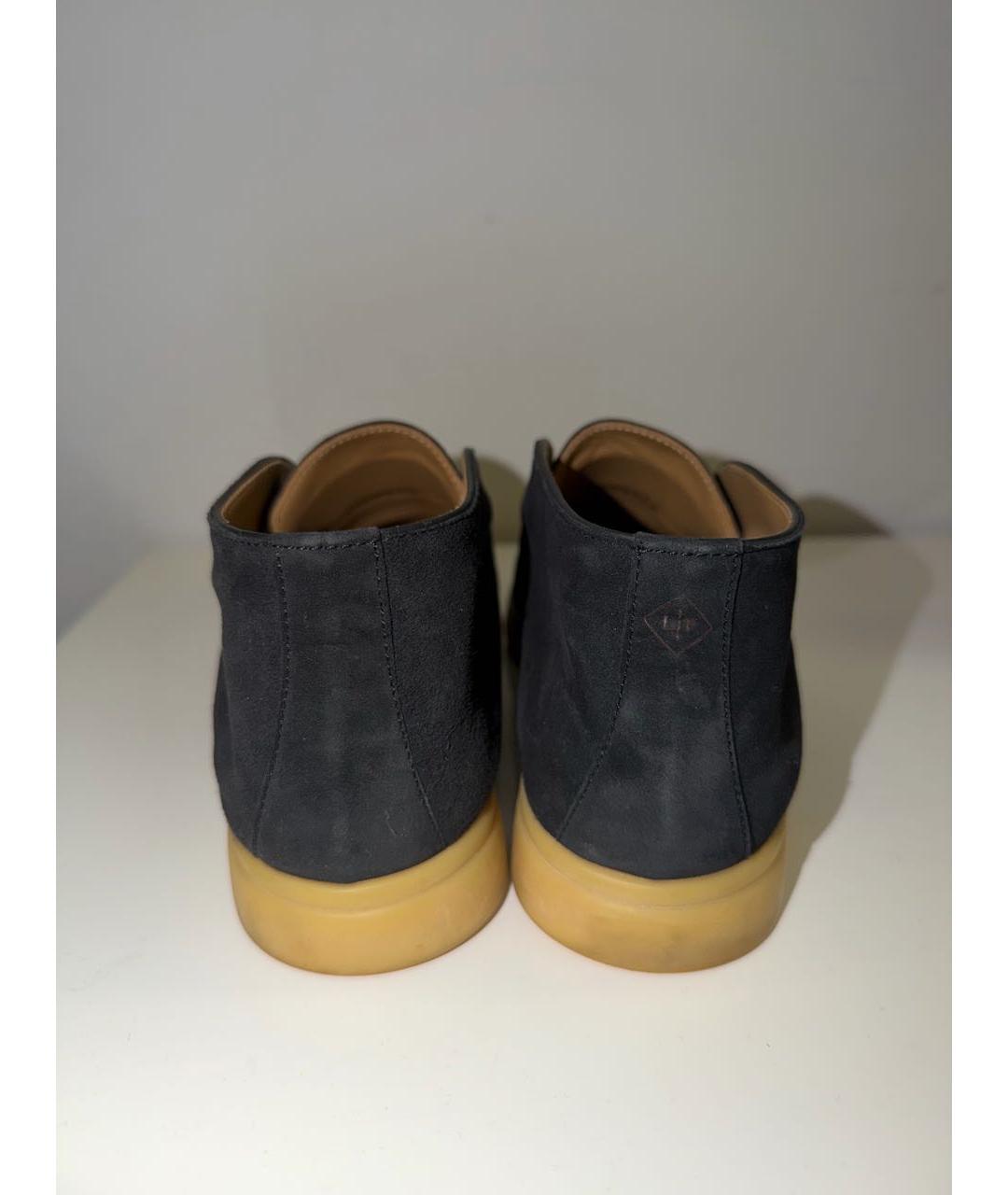 LORO PIANA Темно-синие замшевые лоферы, фото 3