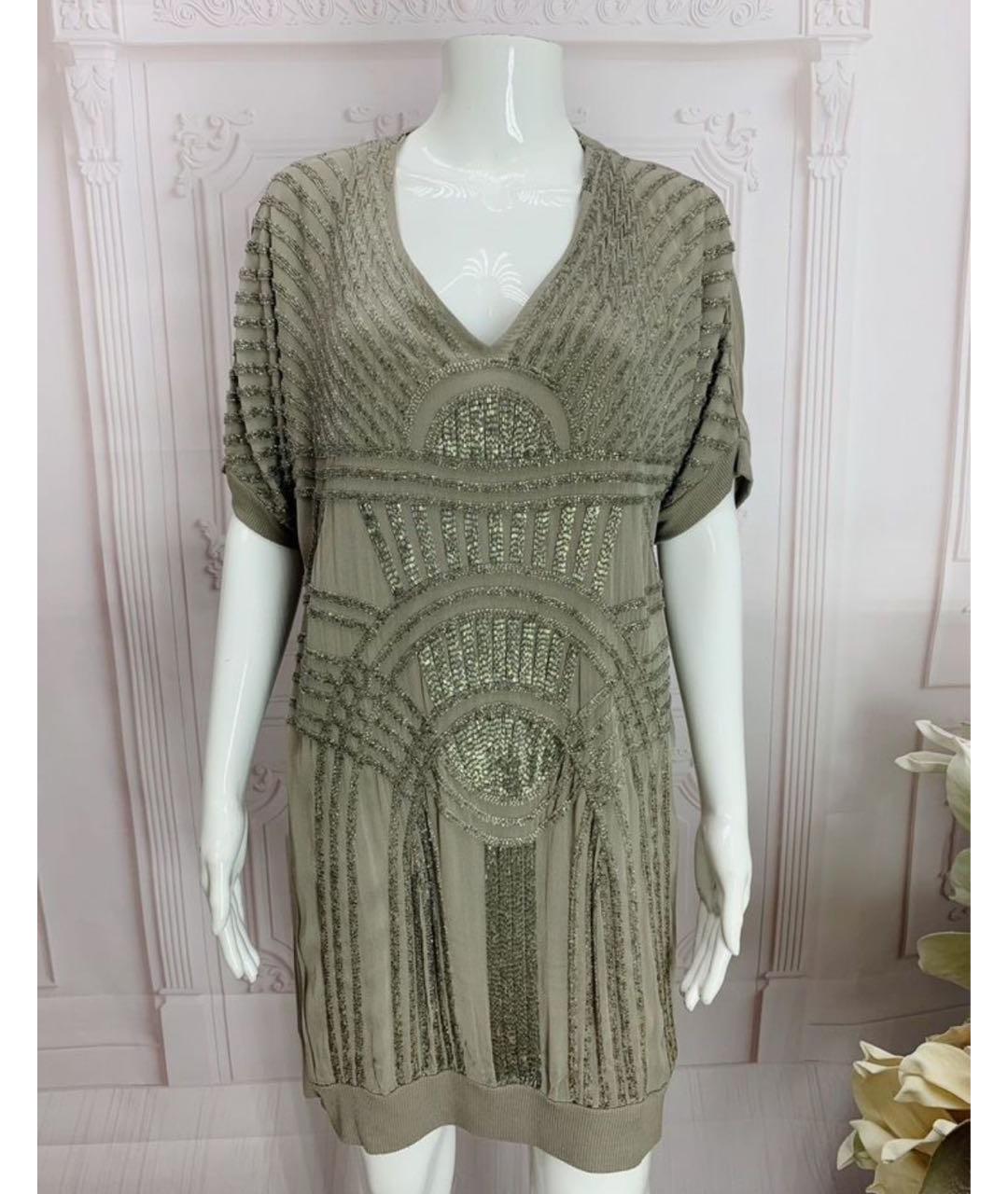 TWIN-SET Бежевое вискозное платье, фото 6