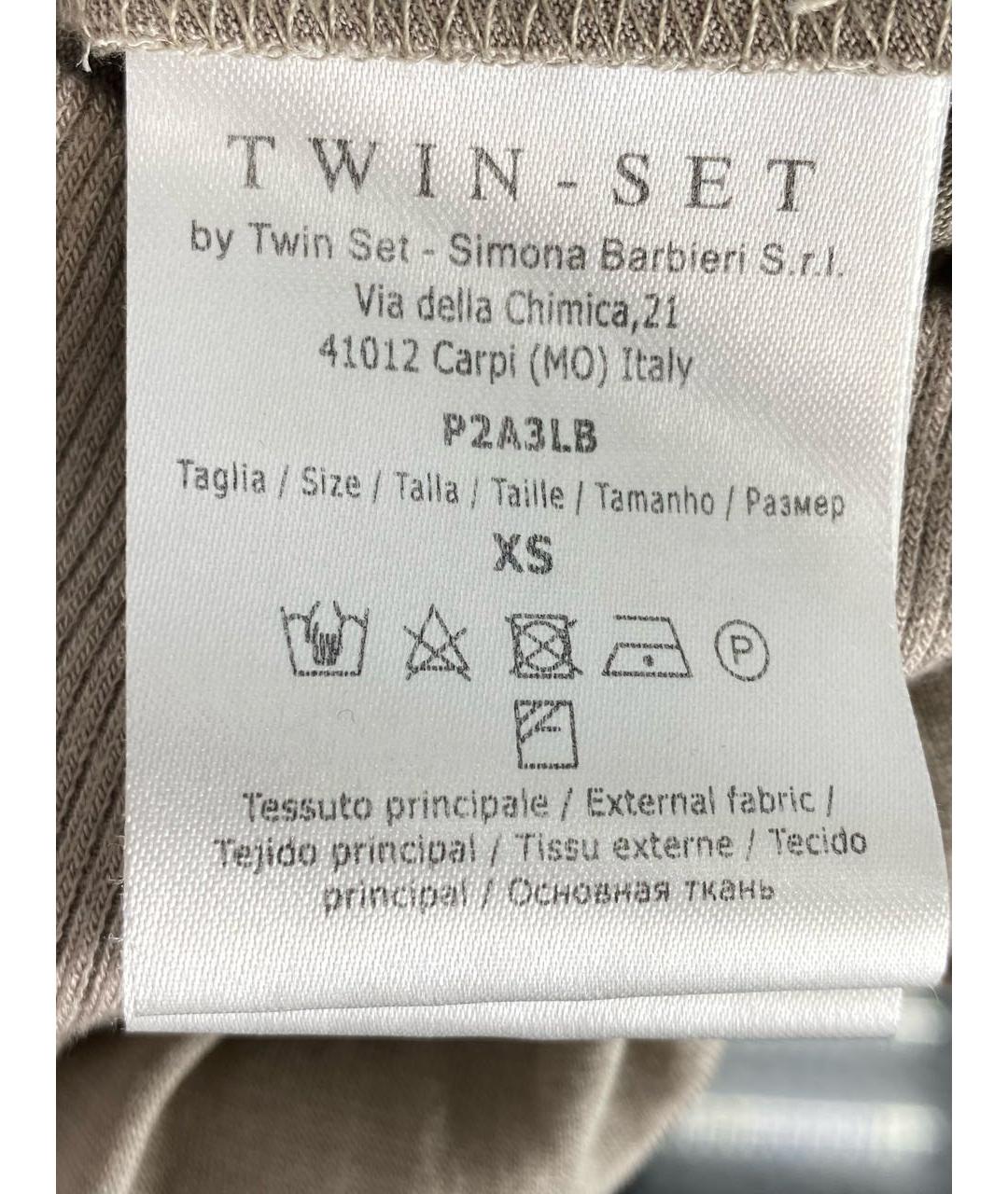 TWIN-SET Бежевое вискозное платье, фото 8