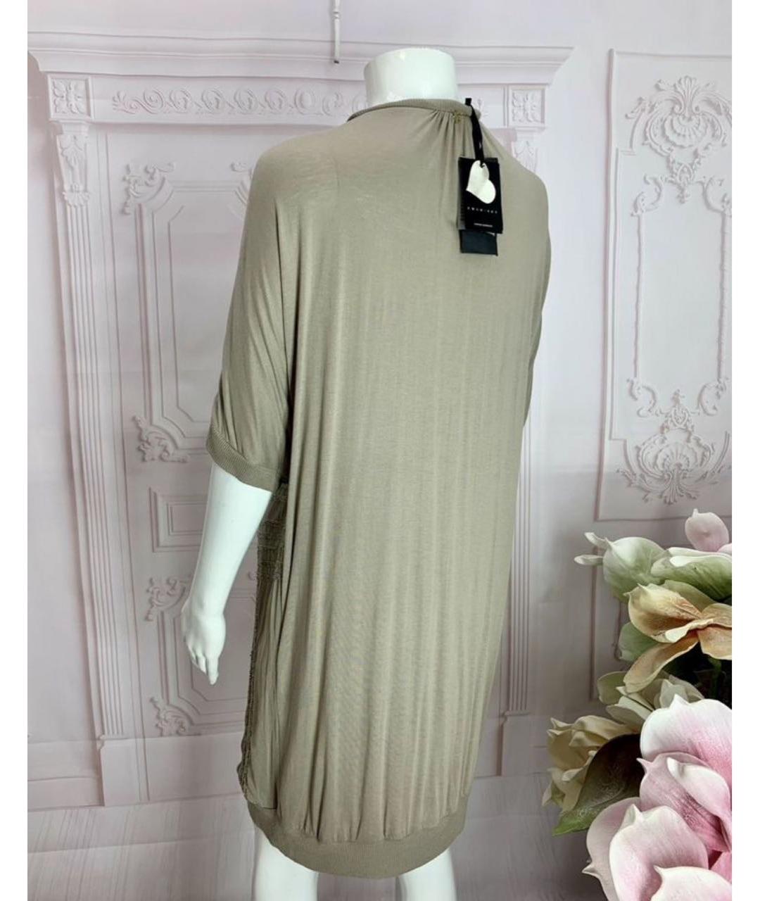 TWIN-SET Бежевое вискозное платье, фото 2