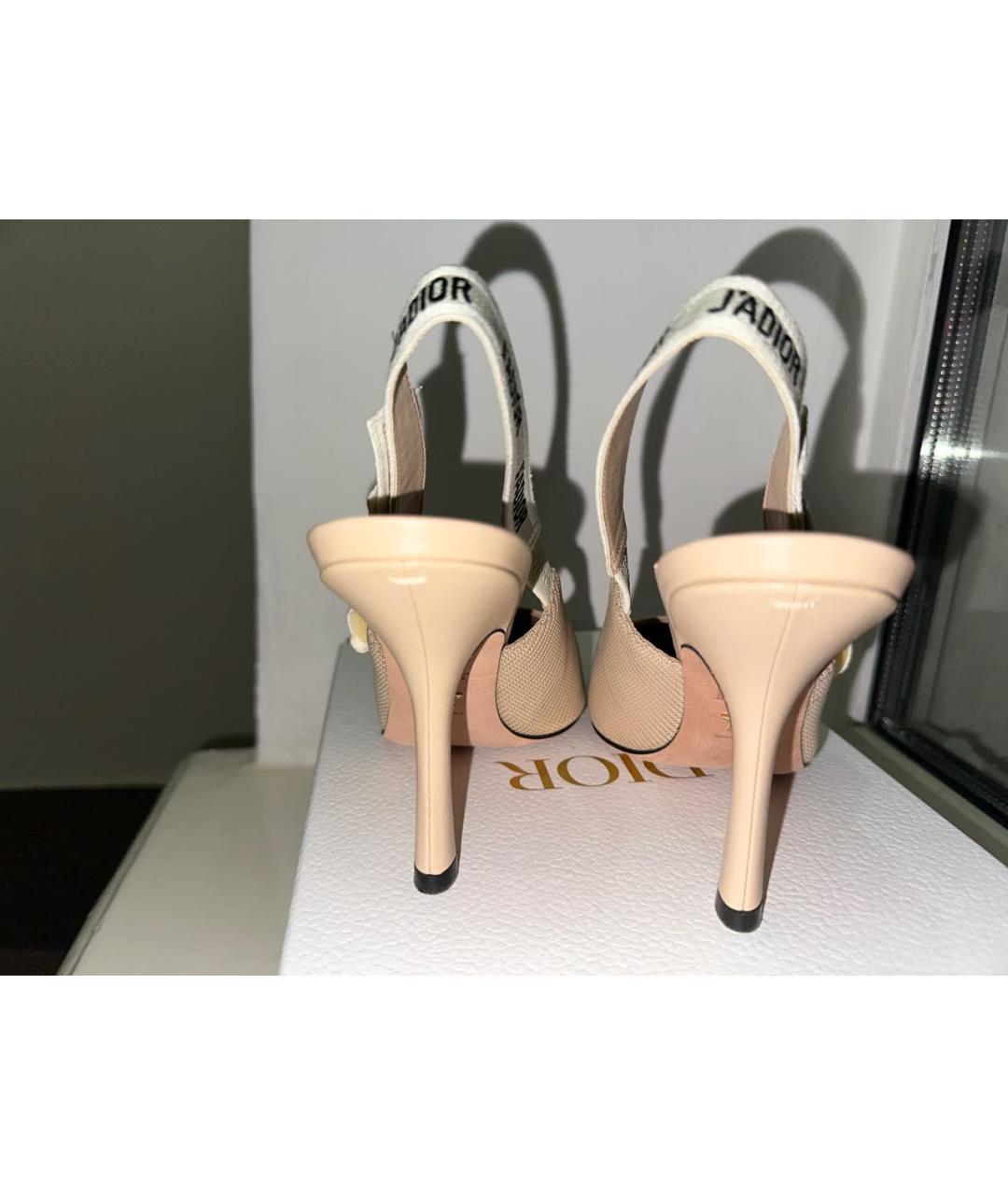 CHRISTIAN DIOR Бежевые текстильные туфли, фото 6