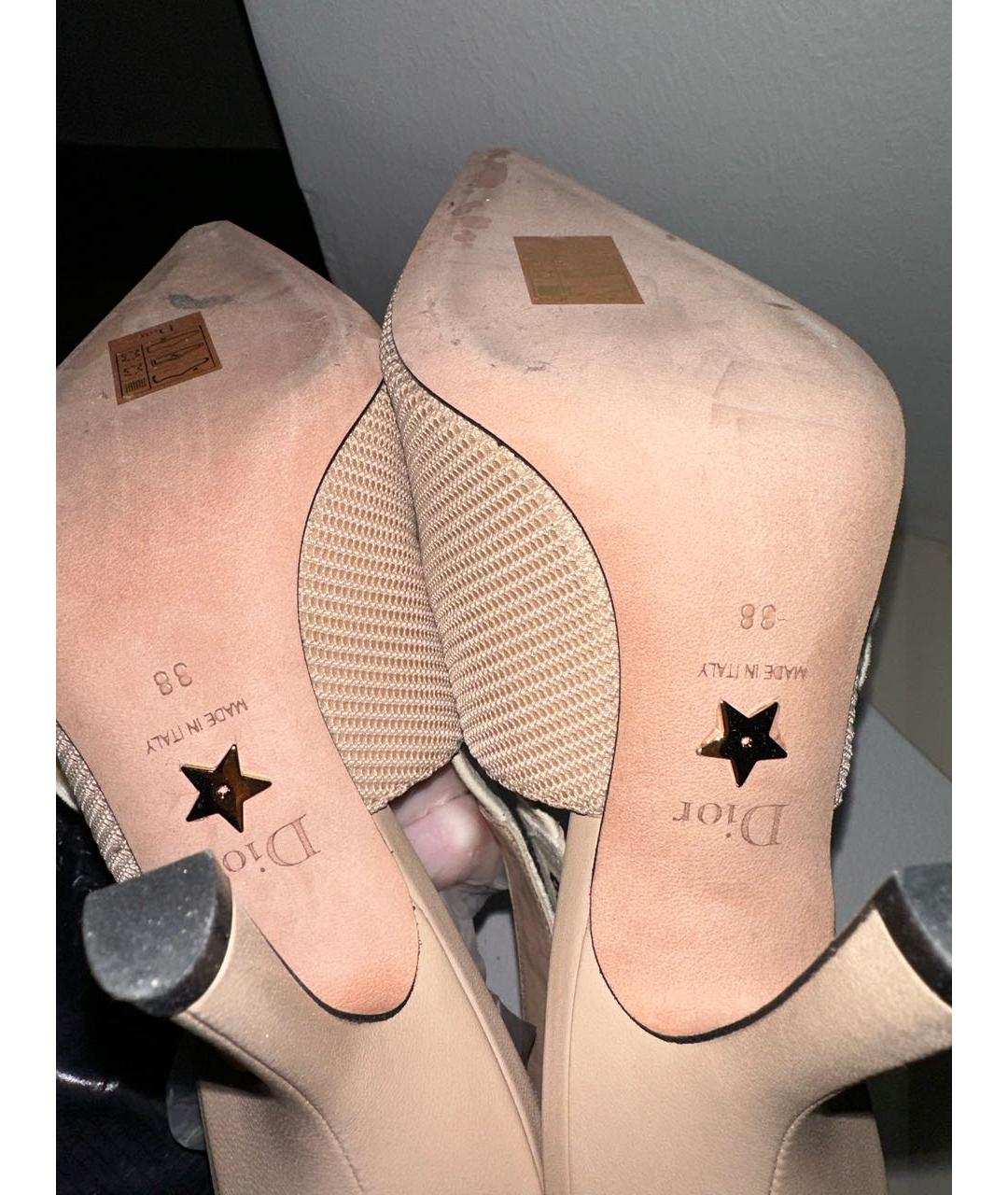 CHRISTIAN DIOR Бежевые текстильные туфли, фото 8