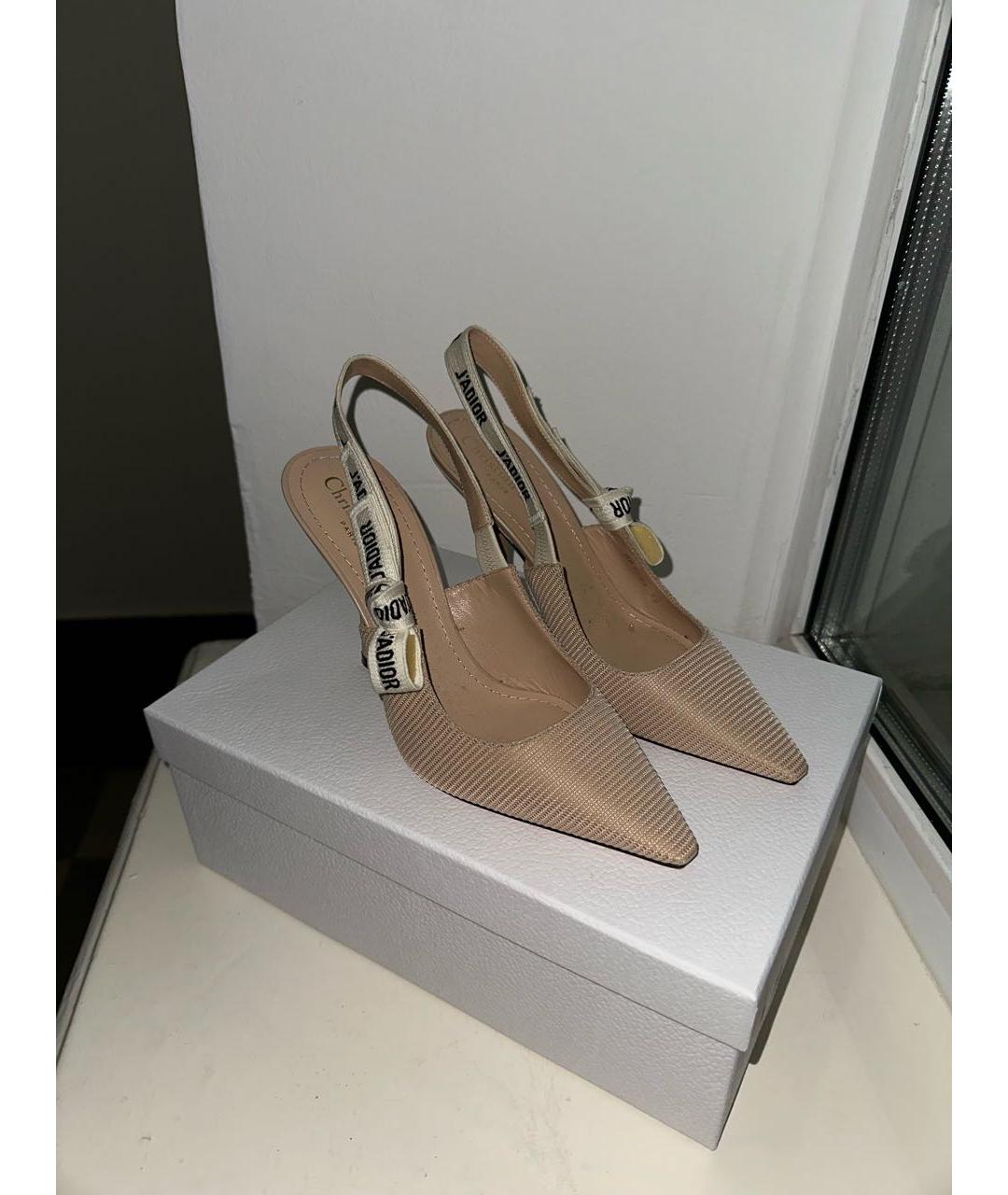 CHRISTIAN DIOR Бежевые текстильные туфли, фото 2