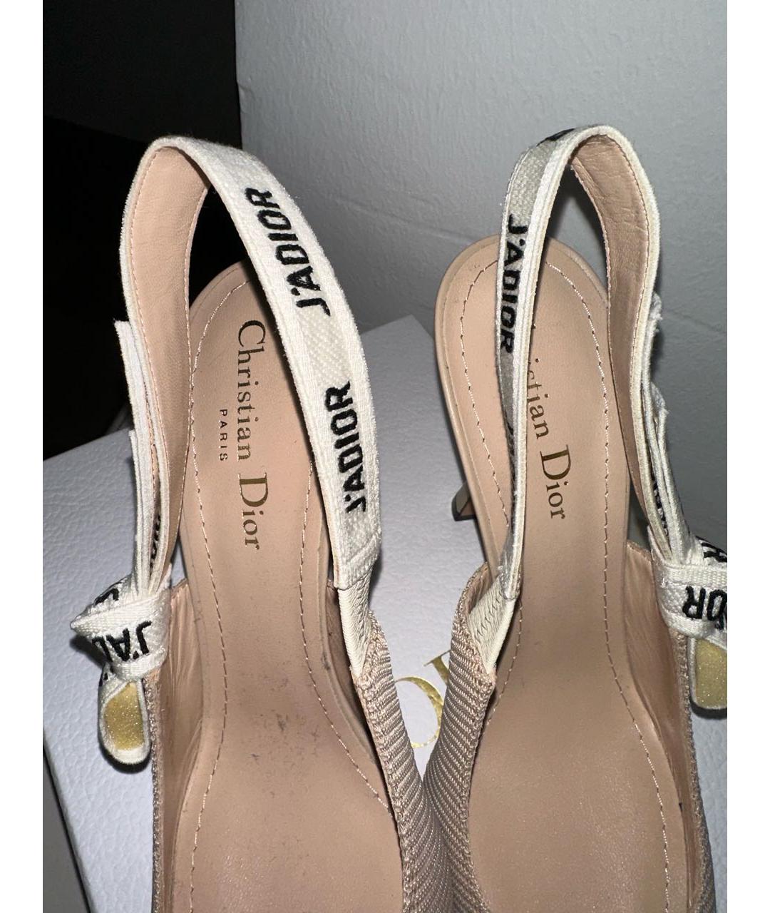 CHRISTIAN DIOR Бежевые текстильные туфли, фото 4