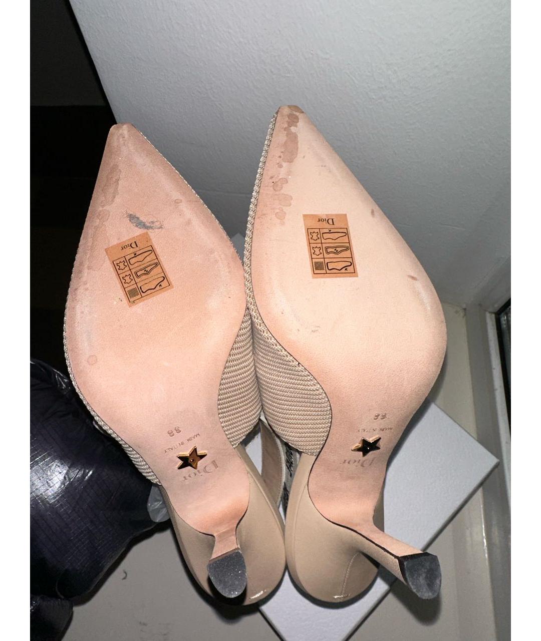 CHRISTIAN DIOR Бежевые текстильные туфли, фото 3