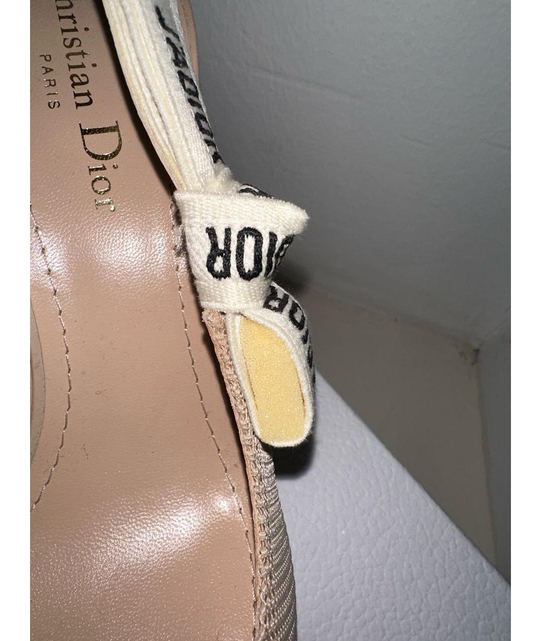 CHRISTIAN DIOR Бежевые текстильные туфли, фото 7