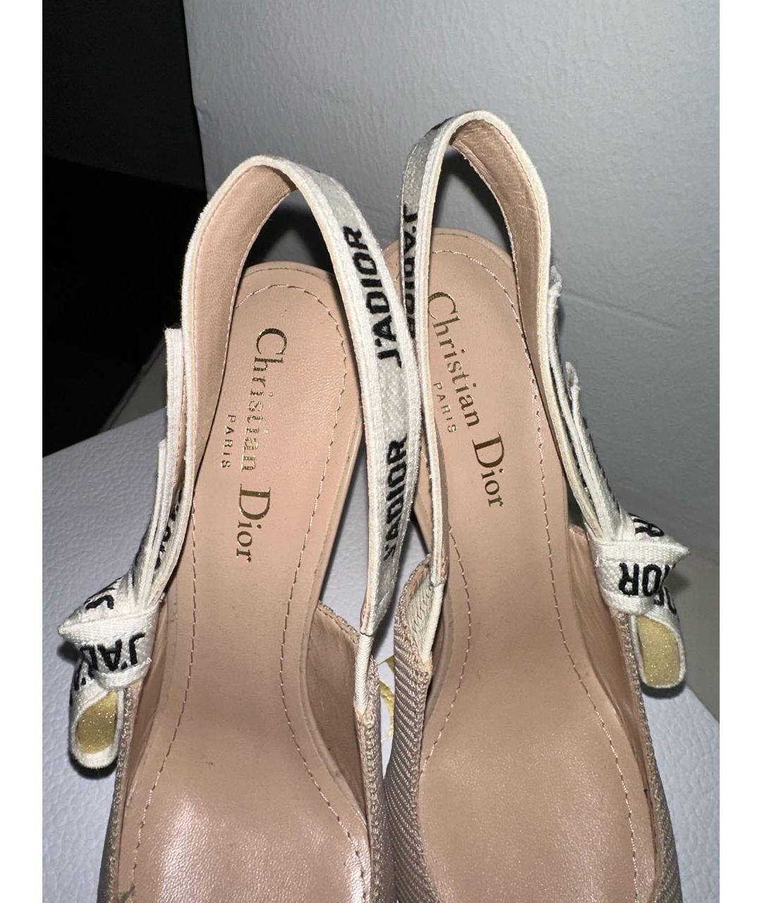 CHRISTIAN DIOR Бежевые текстильные туфли, фото 5