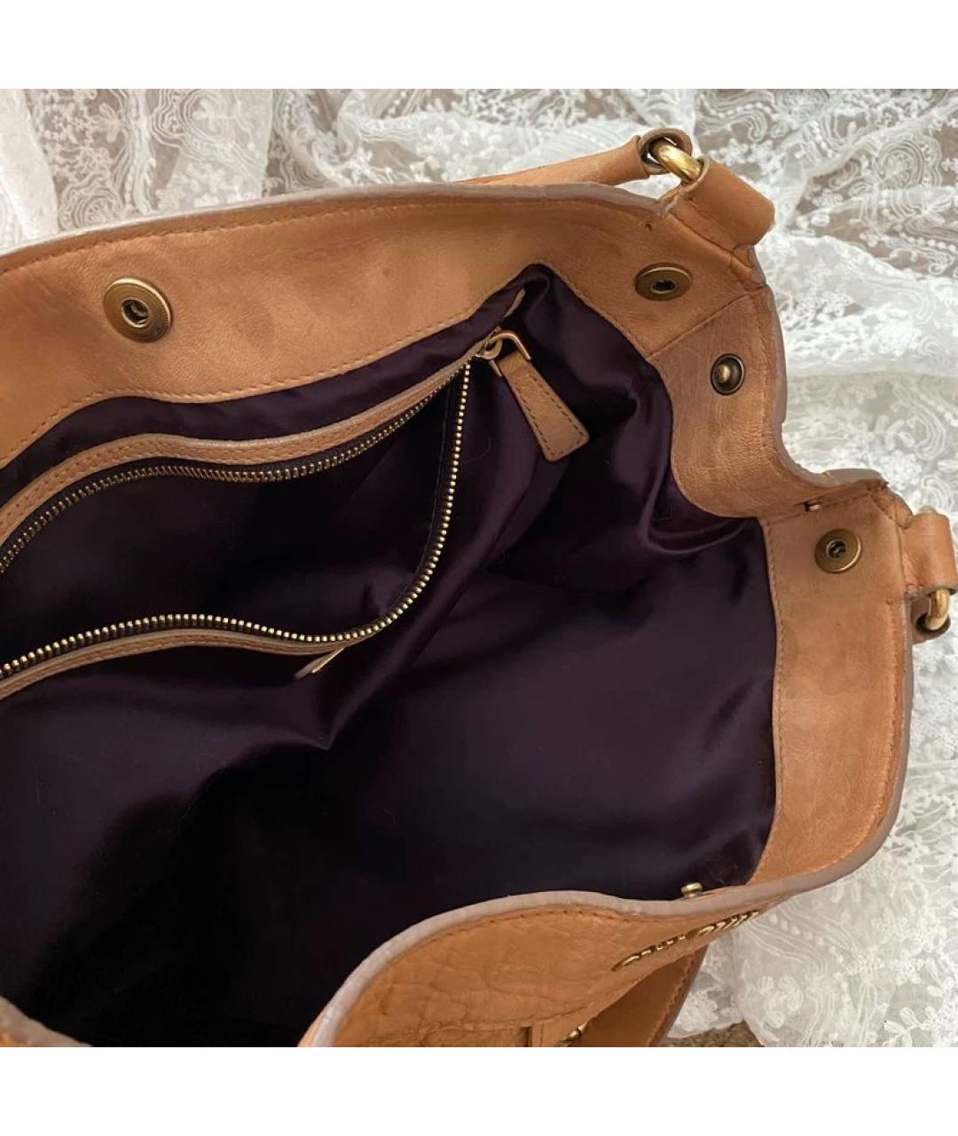 MIU MIU Коричневая кожаная сумка с короткими ручками, фото 4