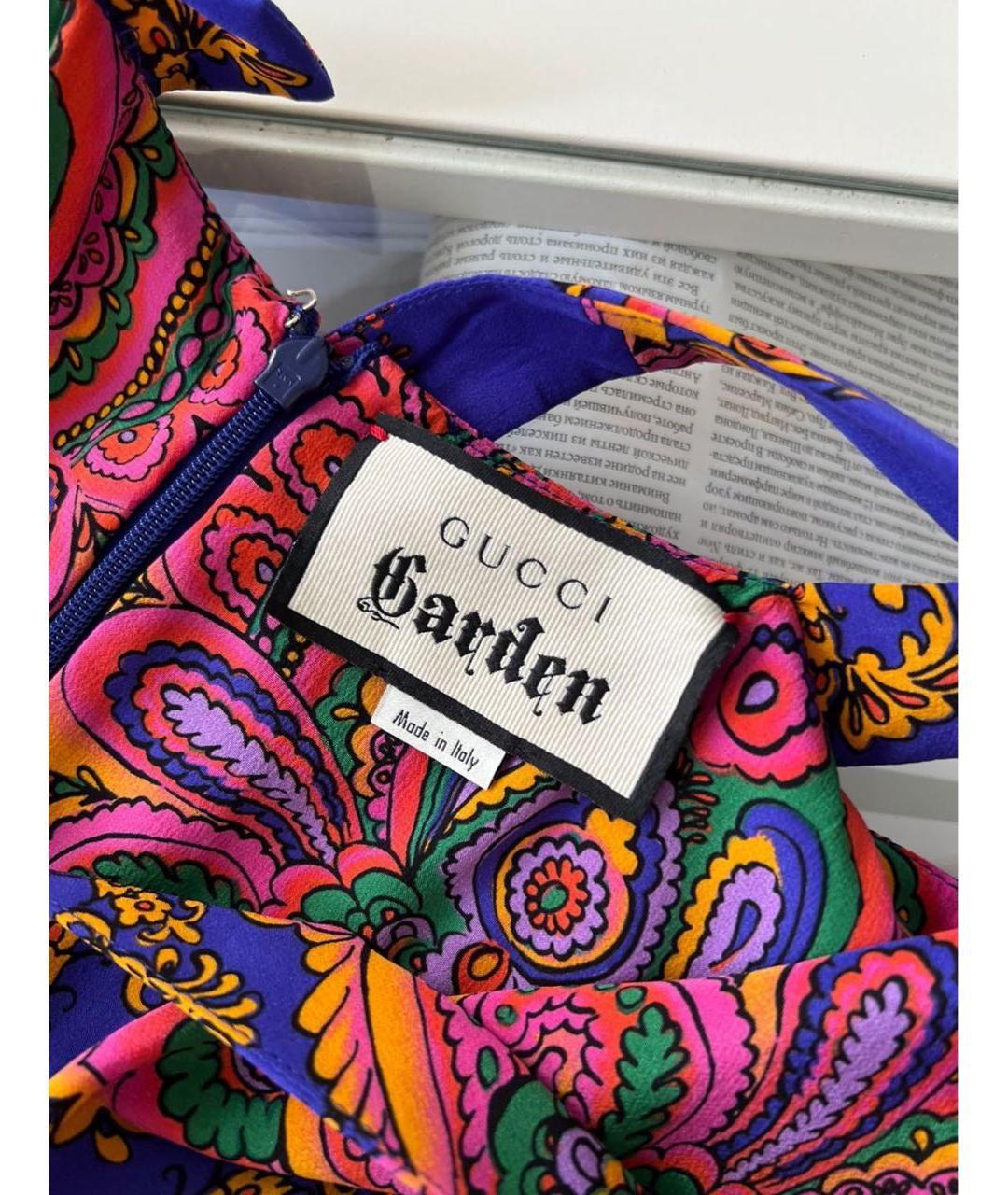 GUCCI Синий шелковый сарафан, фото 4