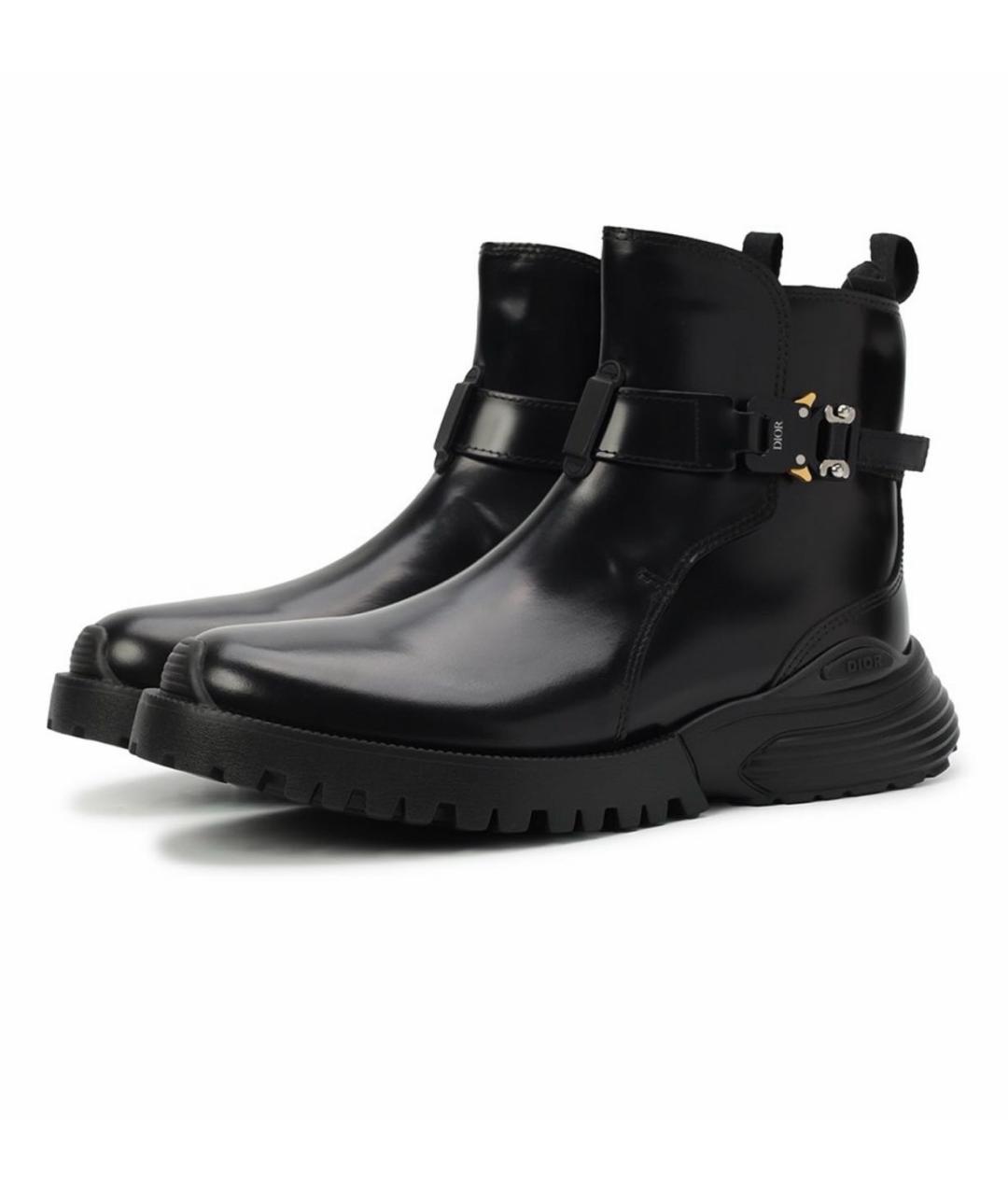 CHRISTIAN DIOR Черные кожаные высокие ботинки, фото 2