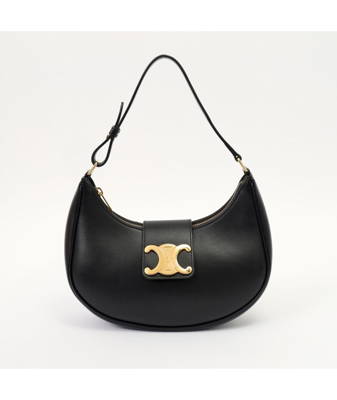 CELINE Черная кожаная сумка с короткими ручками, фото 8