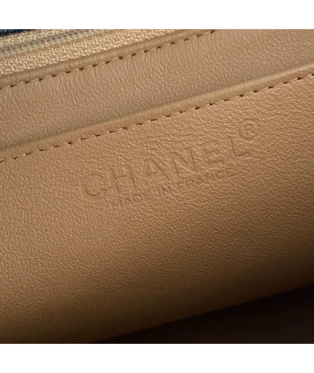 CHANEL Синяя деним сумка с короткими ручками, фото 4