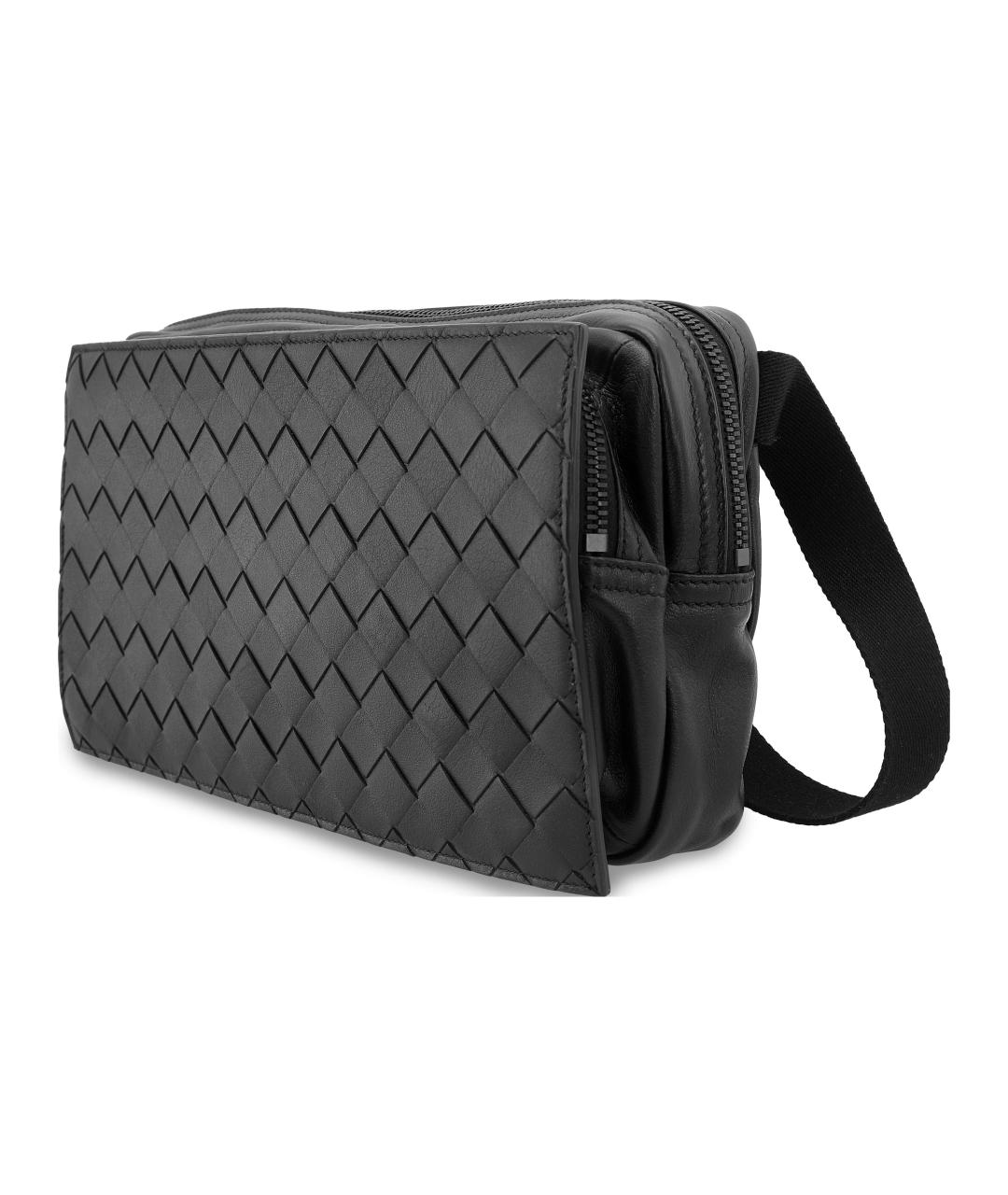 BOTTEGA VENETA Черная кожаная поясная сумка, фото 2