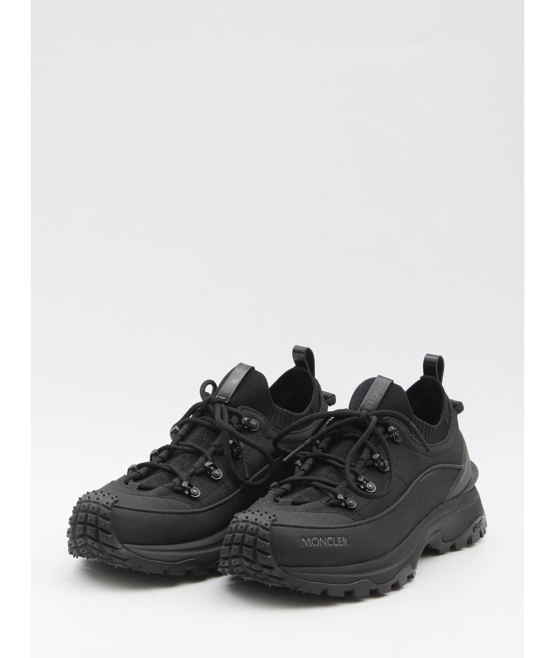 MONCLER Черные синтетические низкие кроссовки / кеды, фото 2