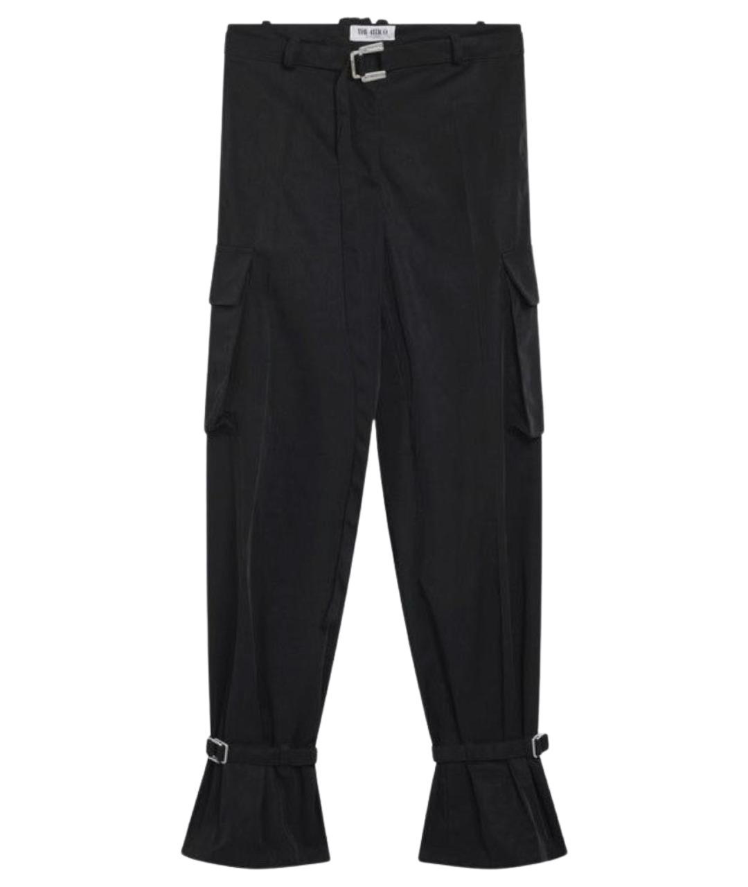 THE ATTICO Черные полиэстеровые прямые брюки, фото 1