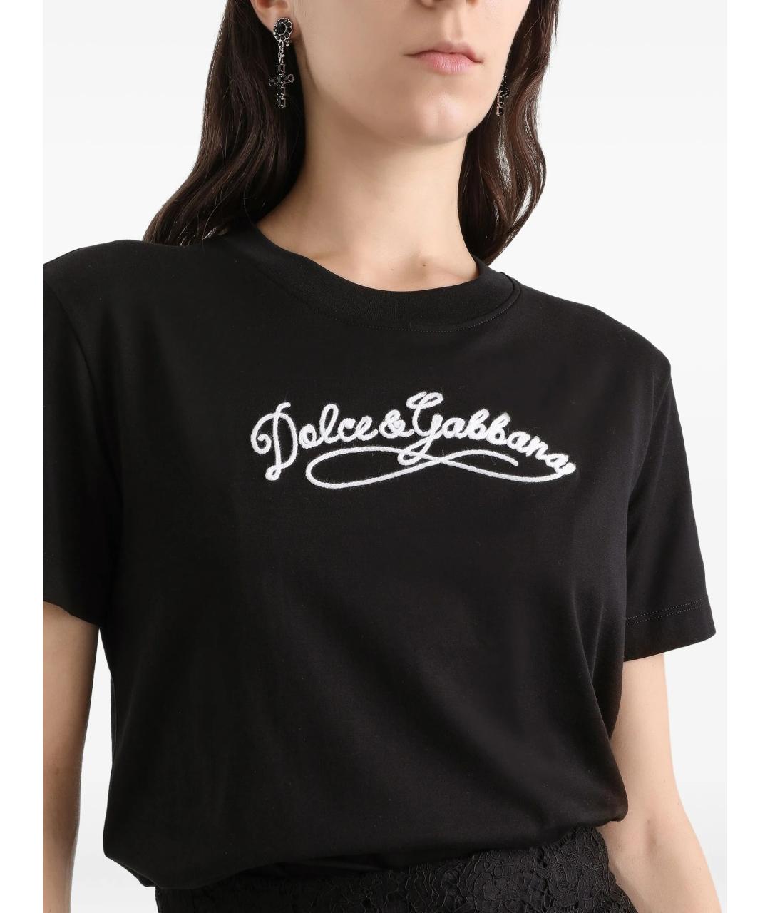 DOLCE&GABBANA Черная хлопковая футболка, фото 5