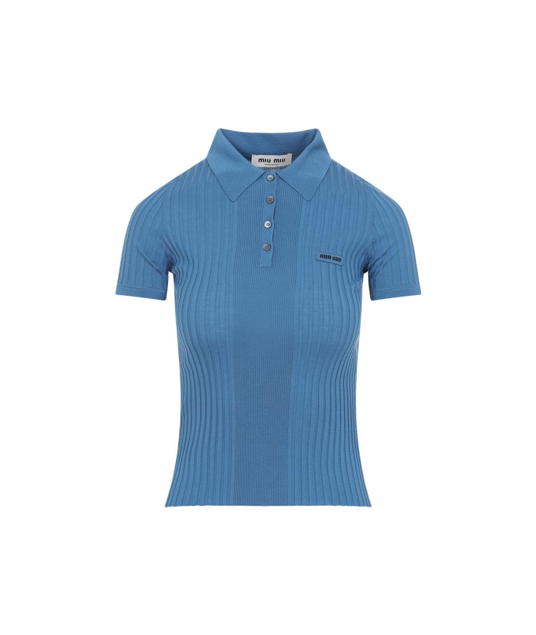 MIU MIU Синяя шерстяная футболка, фото 1