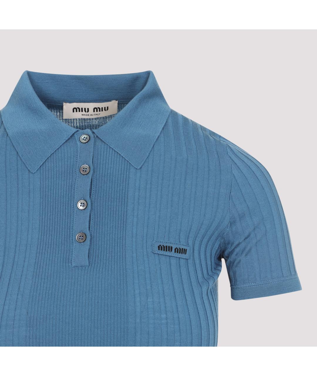 MIU MIU Синяя шерстяная футболка, фото 3