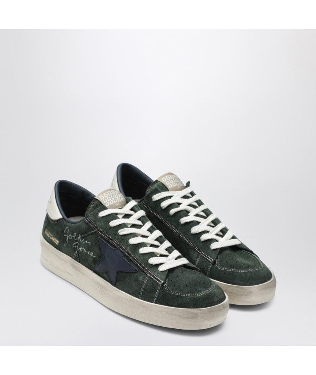 GOLDEN GOOSE DELUXE BRAND Зеленые кожаные низкие кроссовки / кеды, фото 2