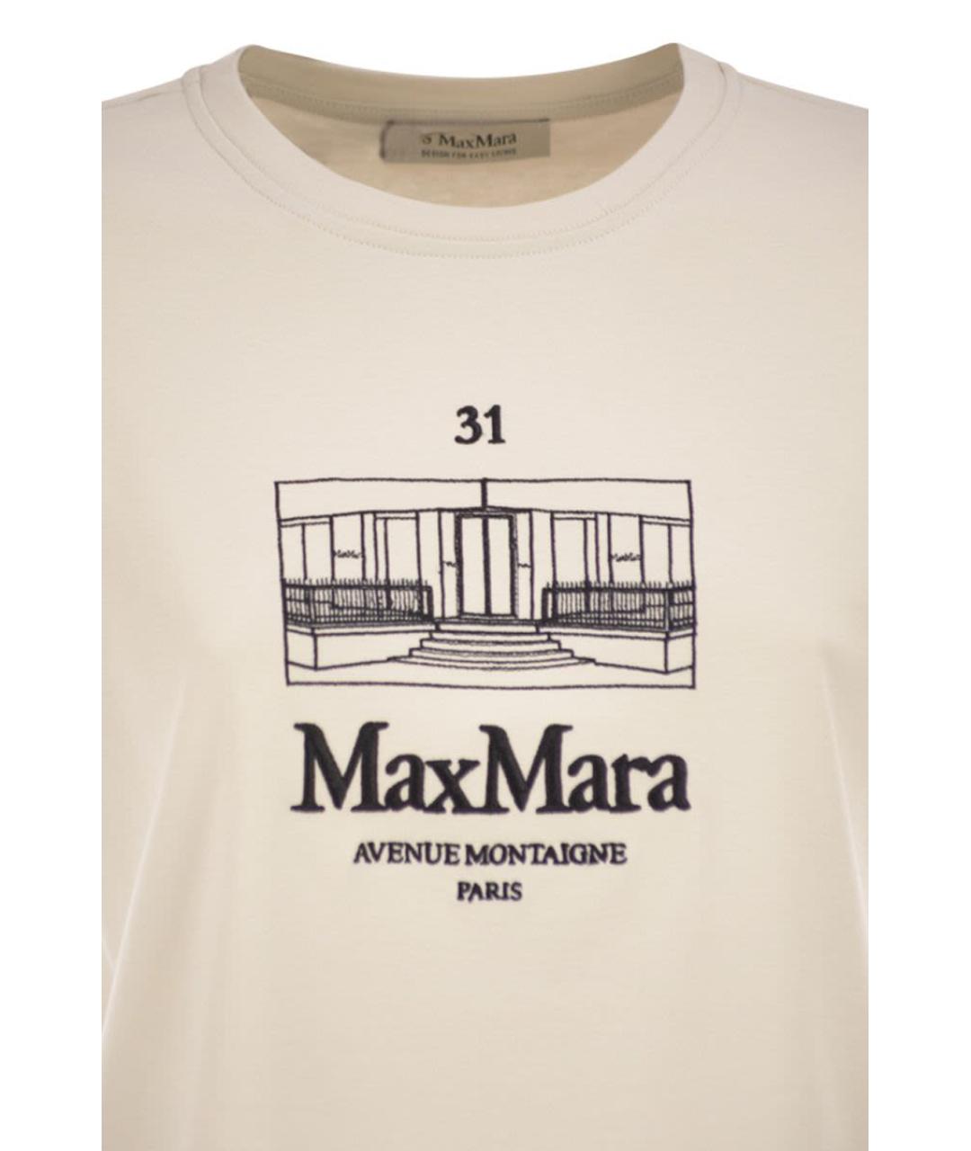 'S MAX MARA Бежевая хлопковая футболка, фото 4