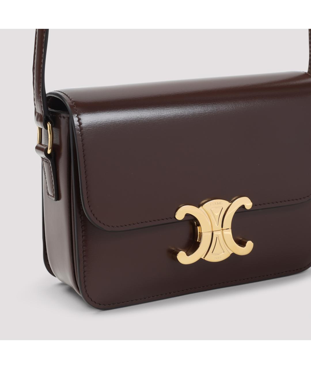 CELINE Коричневая кожаная сумка через плечо, фото 3