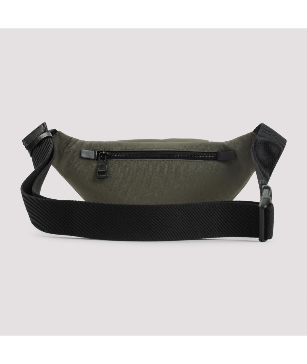 MONCLER Зеленая синтетическая поясная сумка, фото 2