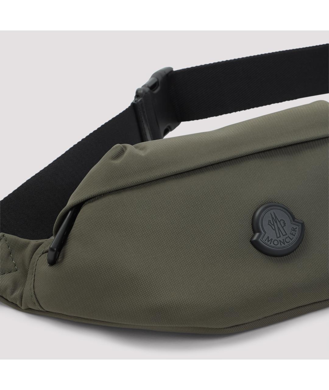 MONCLER Зеленая синтетическая поясная сумка, фото 3
