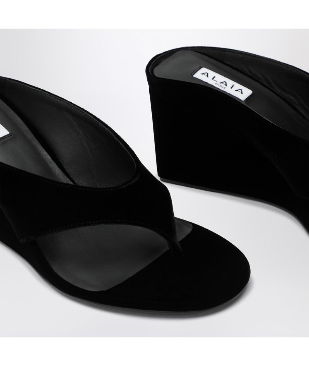 ALAIA Черные бархатные мюли, фото 5
