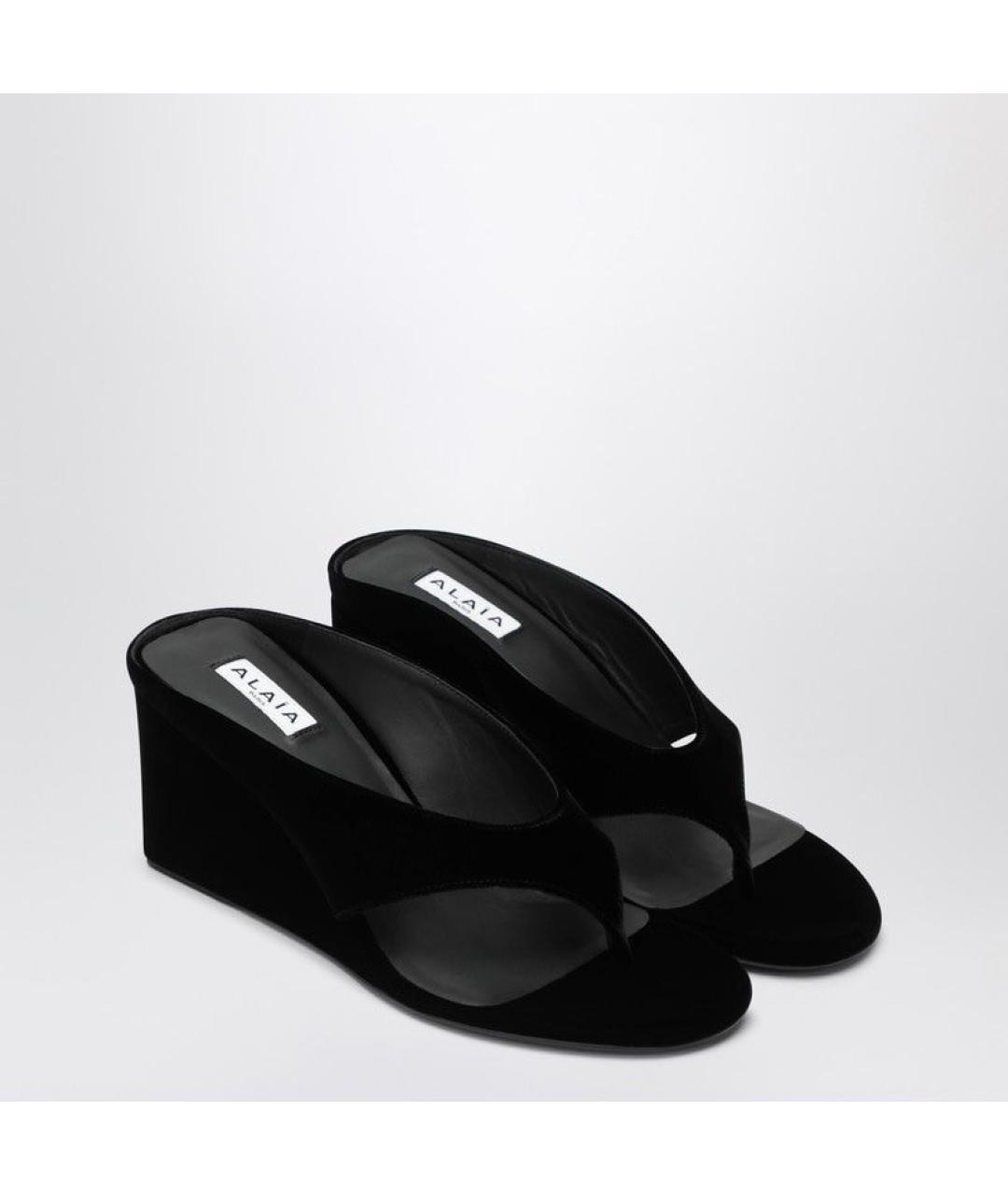 ALAIA Черные бархатные мюли, фото 2