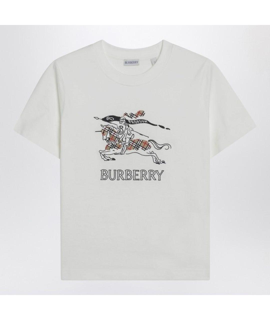 BURBERRY Белая хлопковая футболка, фото 3