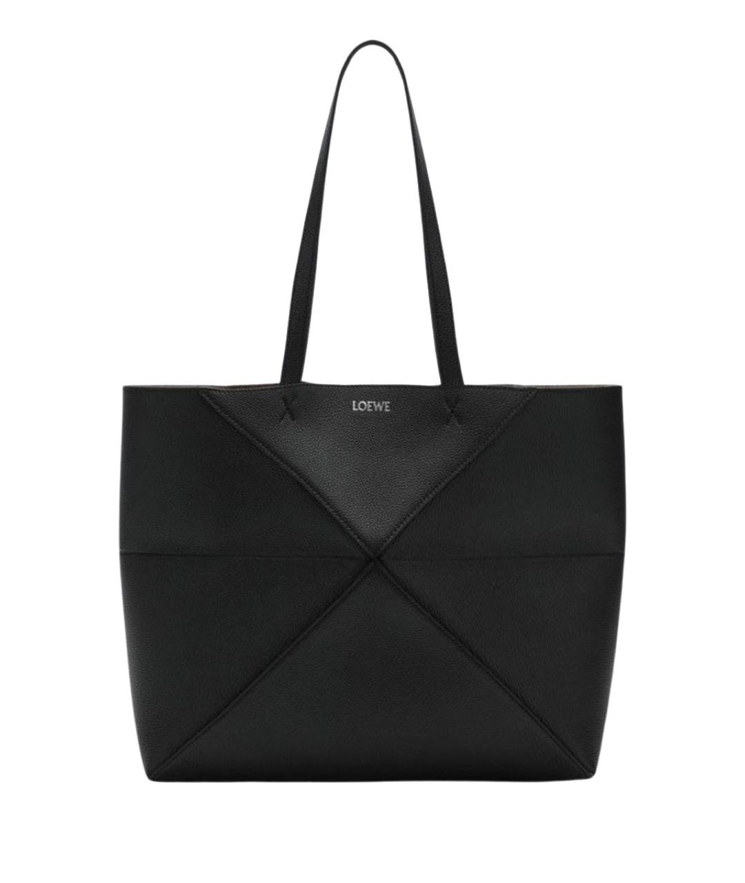 LOEWE Черная кожаная сумка тоут, фото 1