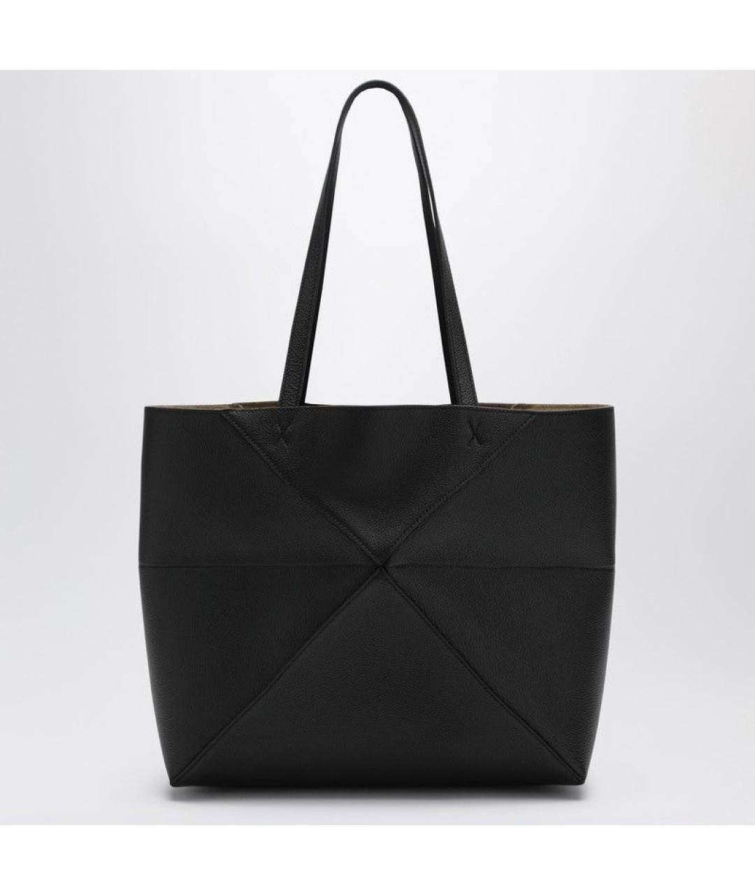 LOEWE Черная кожаная сумка тоут, фото 2