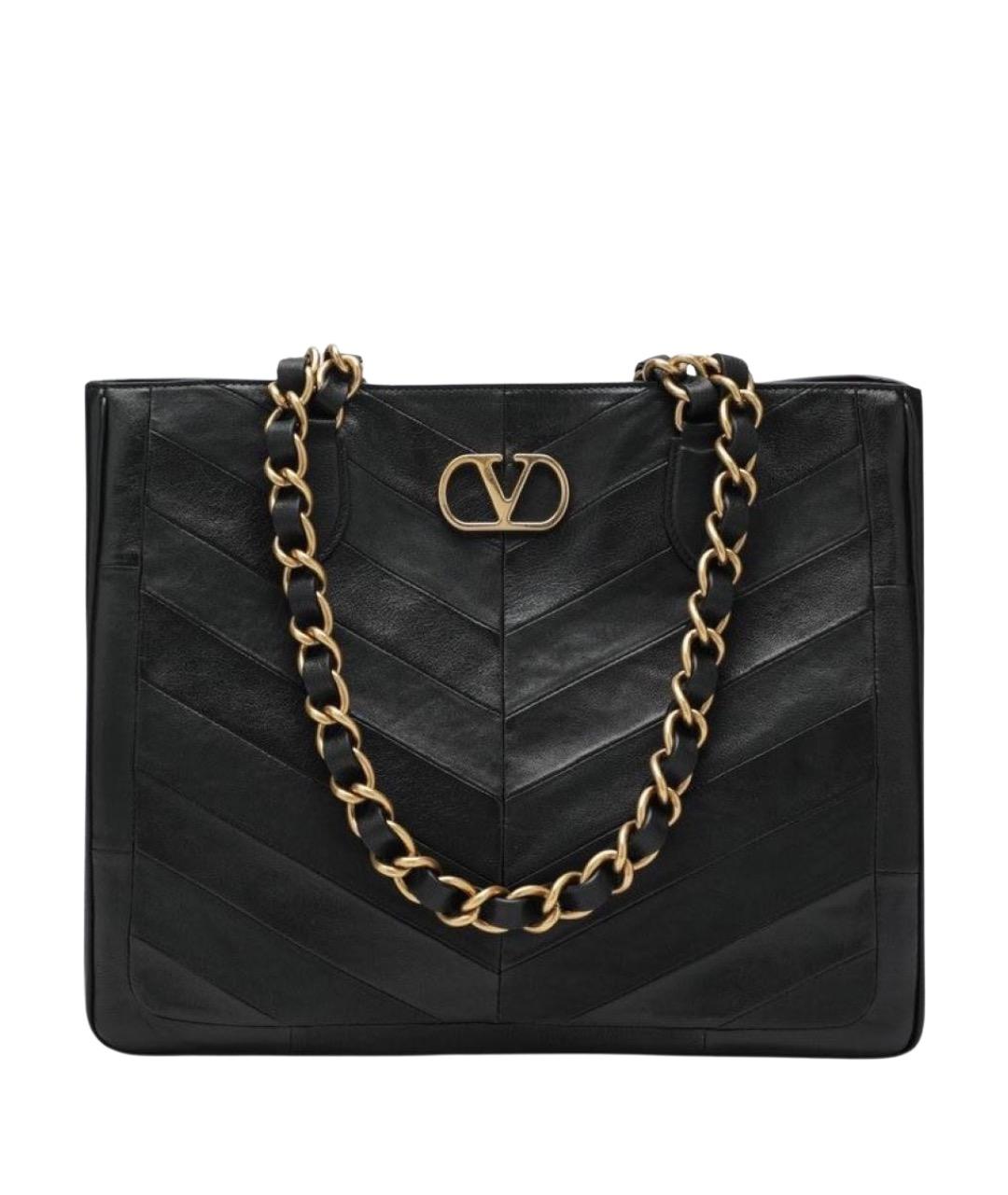 VALENTINO Черная кожаная сумка тоут, фото 1