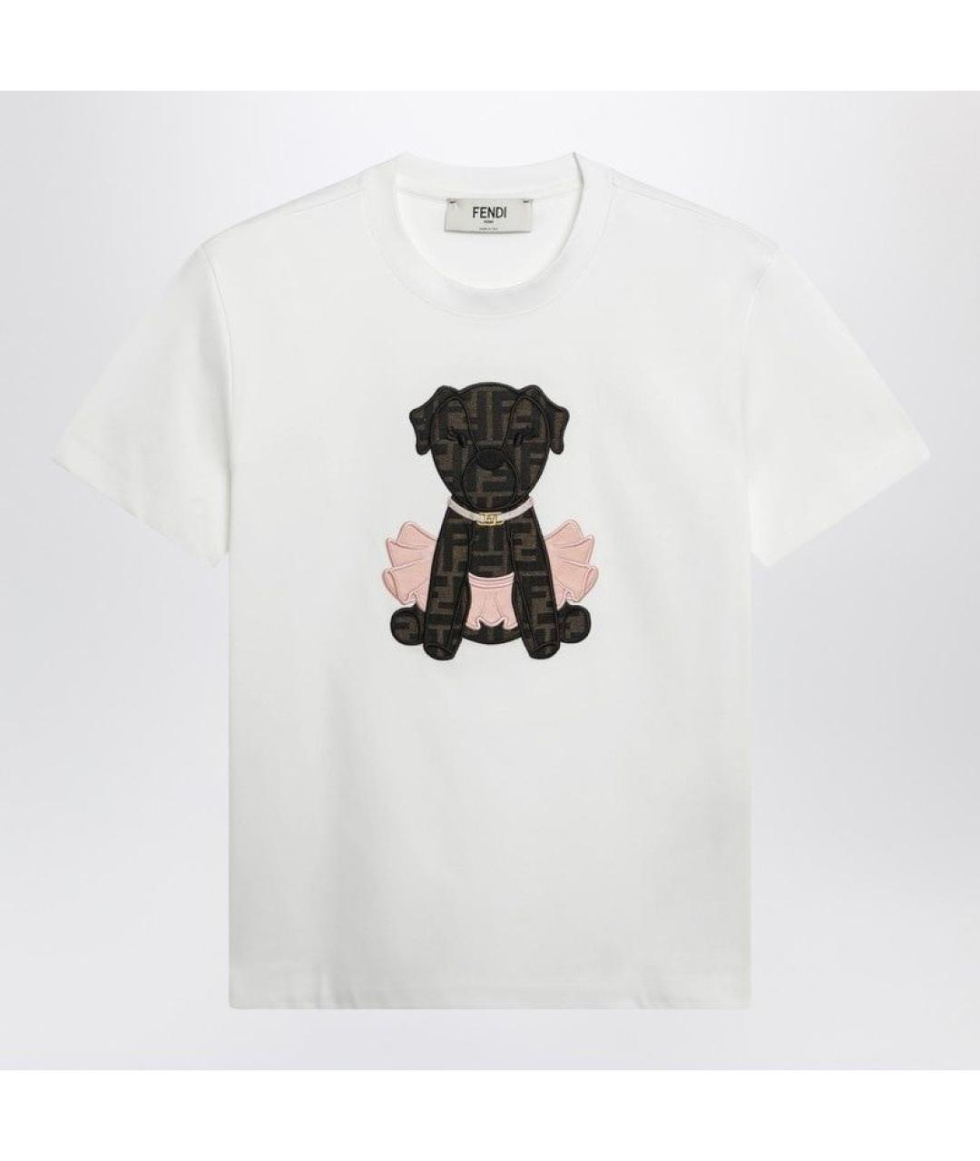 FENDI Белая хлопковая футболка, фото 3